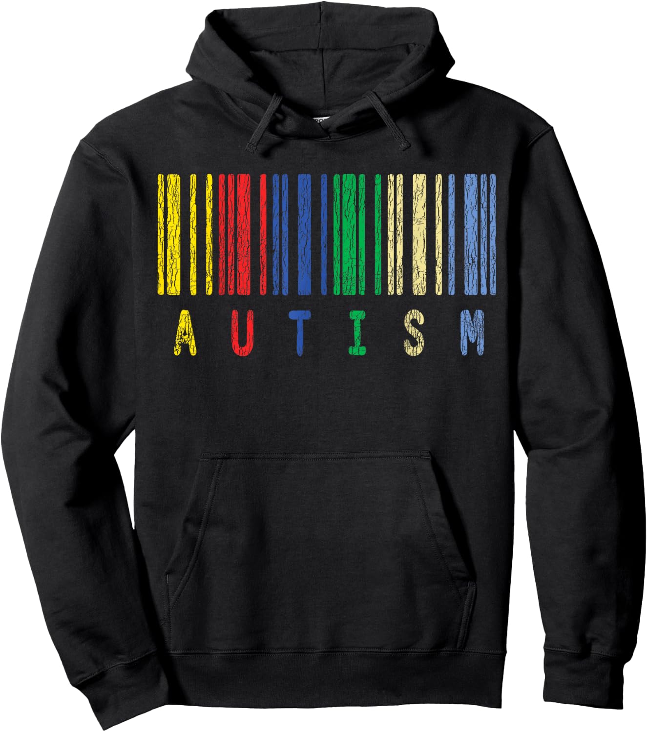 Autism Colorful Barcode Support Autistic Kids Awareness Gift Hoodie - Hoodie | Black