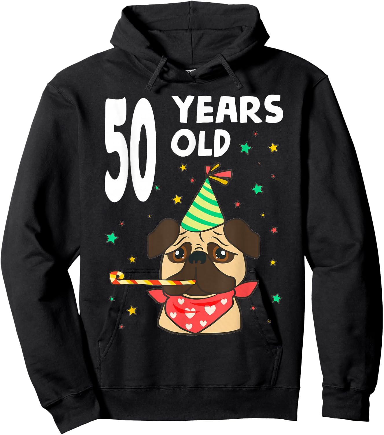 50th Birthday Pug Dog Lover Party 50 Year Old Funny B-Day Hoodie - Hoodie | Black