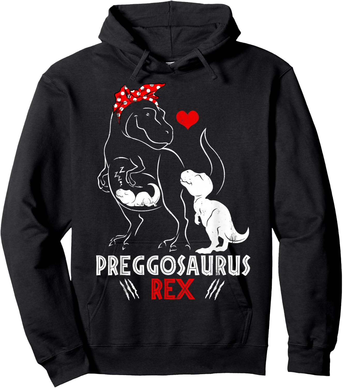 Mamasaurus Rex Pregosaurus Funny Pregnancy Have Two Kids Hoodie - Hoodie | Black