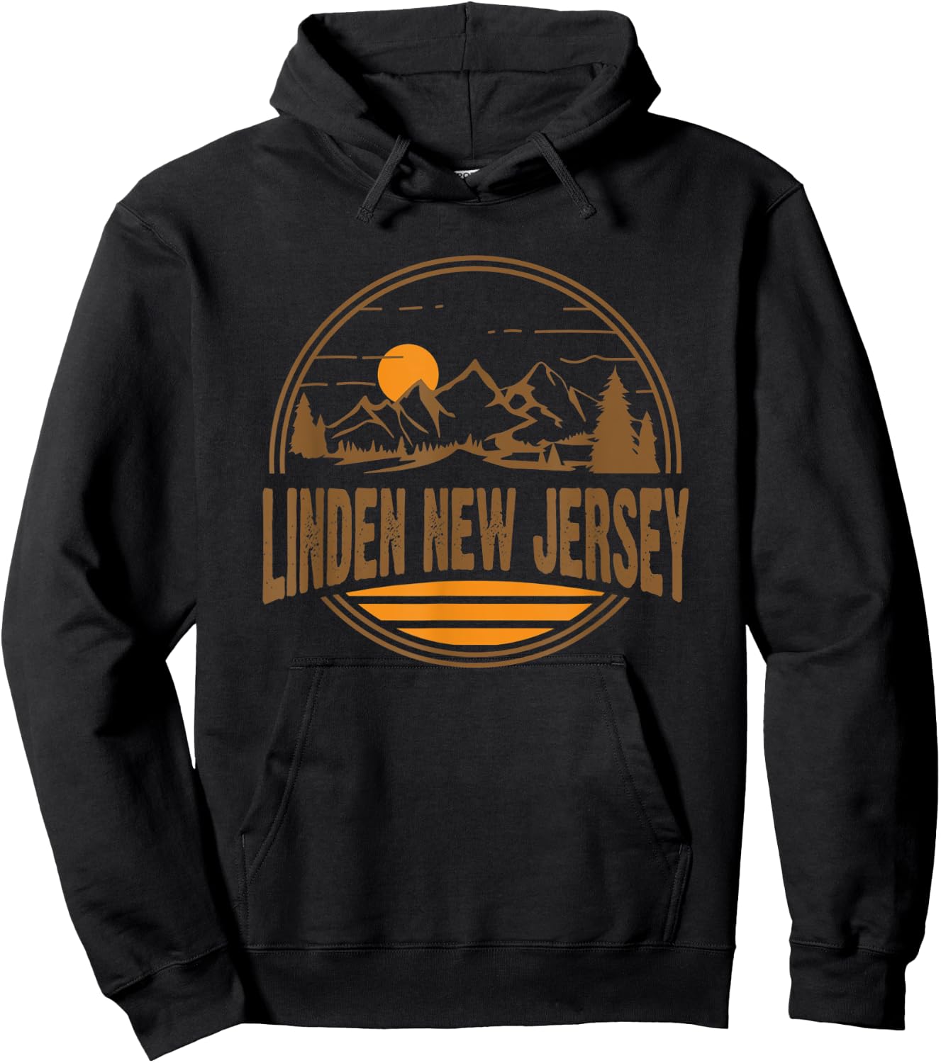 Vintage Linden, New Jersey Mountain Hiking Souvenir Print Hoodie - Hoodie | Black
