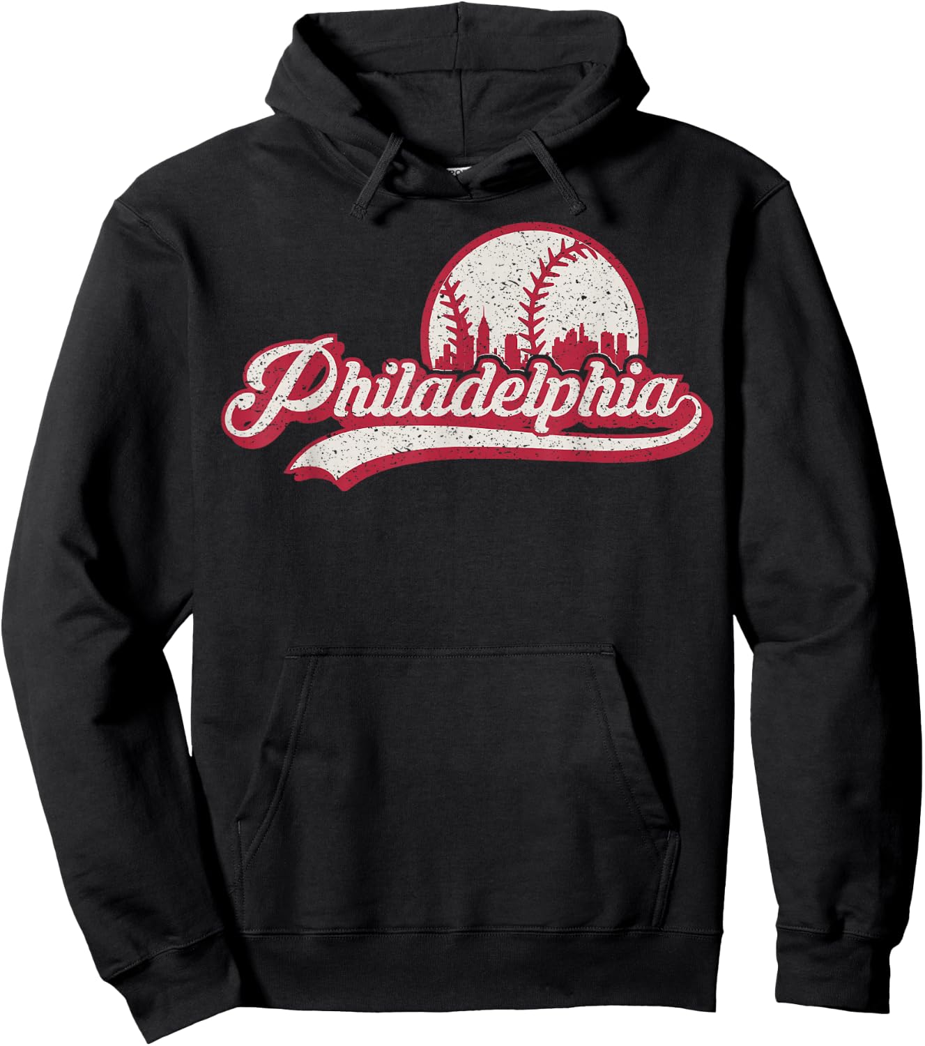 Vintage Distressed Philly Baseball Lovers Philly Cityscape Hoodie - Hoodie | Black