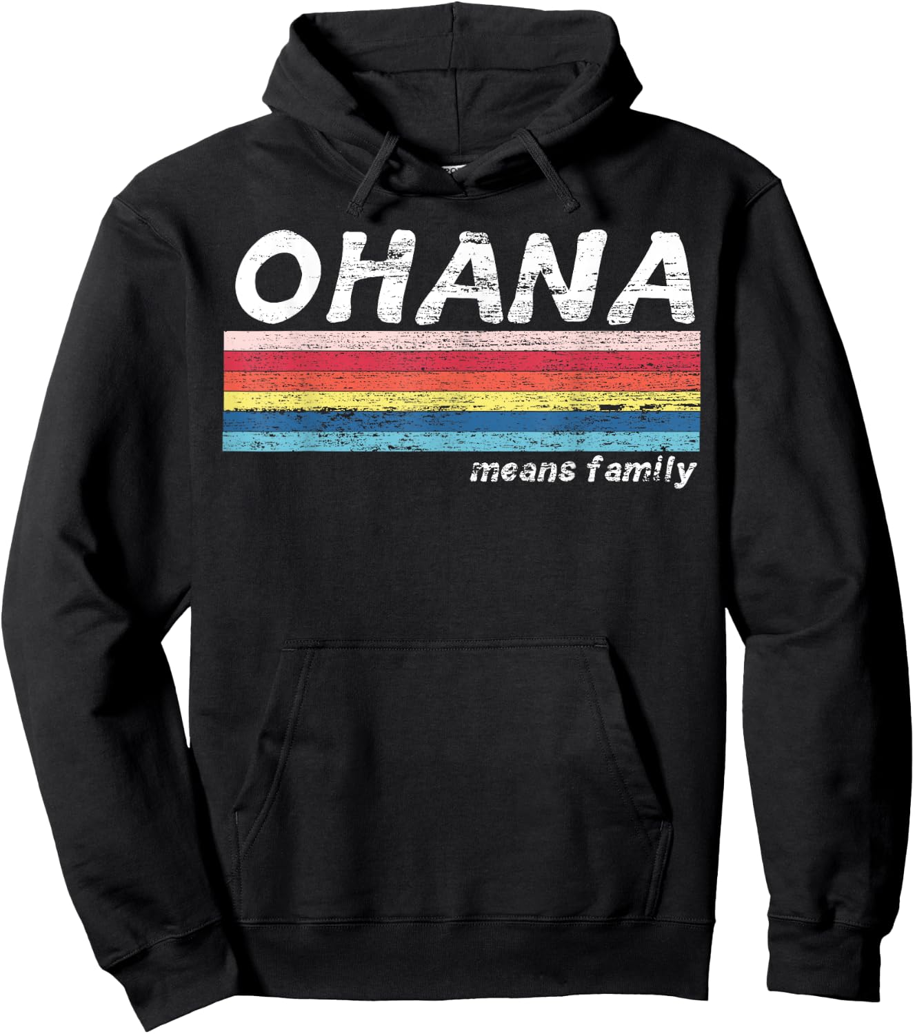 Ohana Means Family Vintage Retro Hawaii Tropical Gift Hoodie - Hoodie | Black