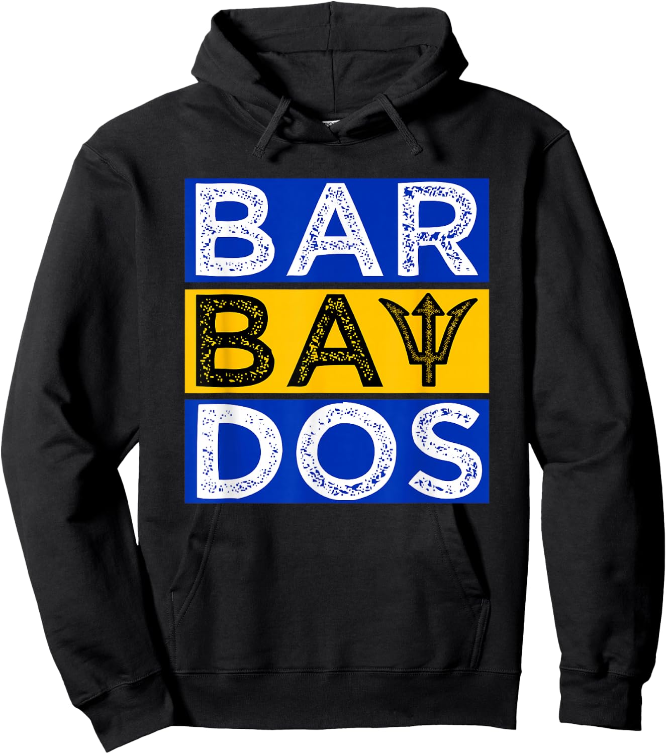 Barbados Flag With Barbados Trident Bajan Soca Hoodie - Hoodie | Black