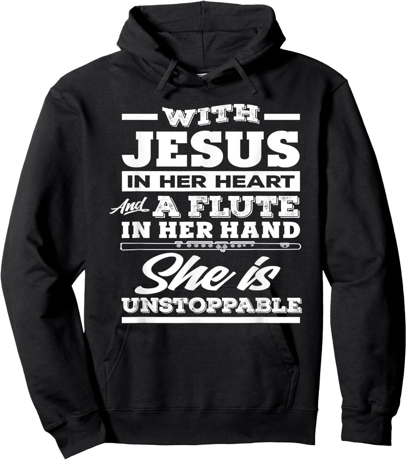 Christian Flute Player Gift Woman Girl Flutist Hoodie - Hoodie | Black