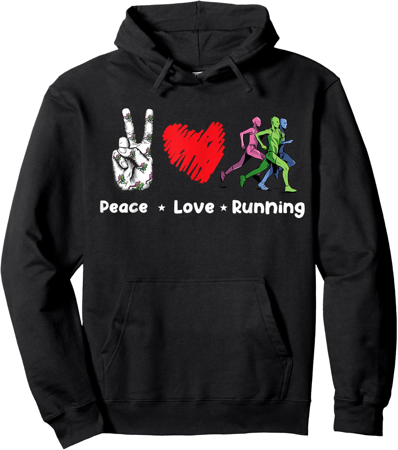 Peace Love Running Birthday Gift Runner Hoodie - Hoodie | Black