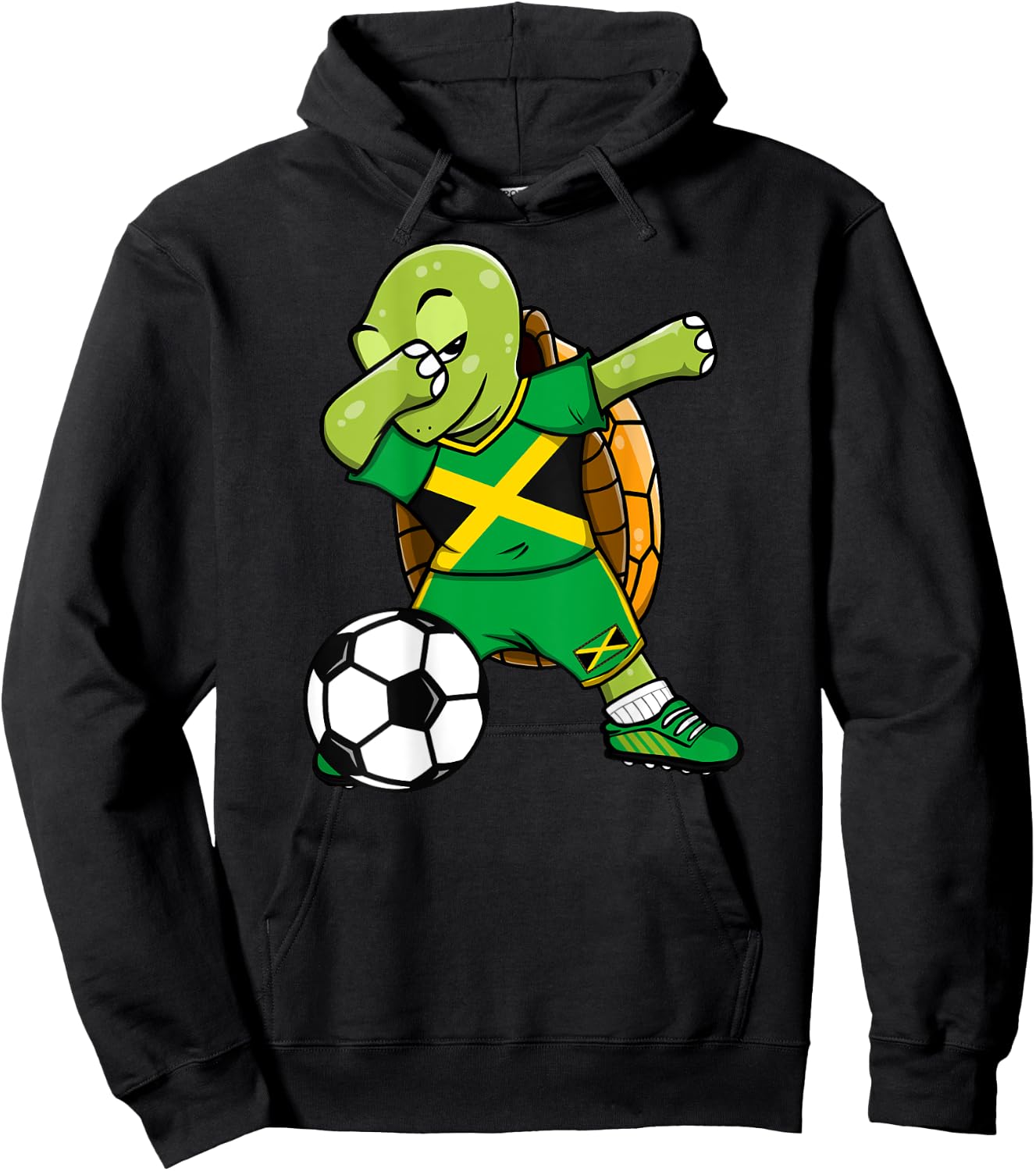 Dabbing Turtle Jamaica Soccer Fans Jersey Jamaican Football Hoodie - Hoodie | Black