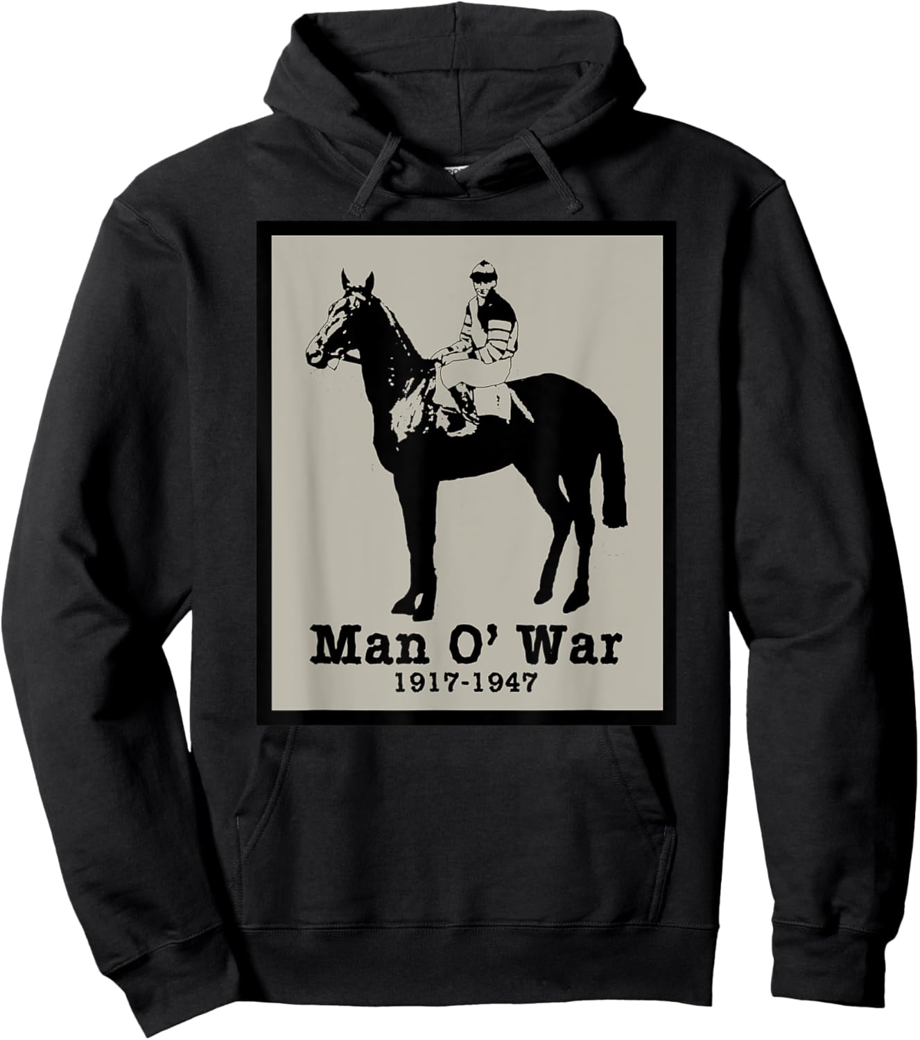 MAN O' WAR Vintage Race Horse Hoodie - Hoodie | Black