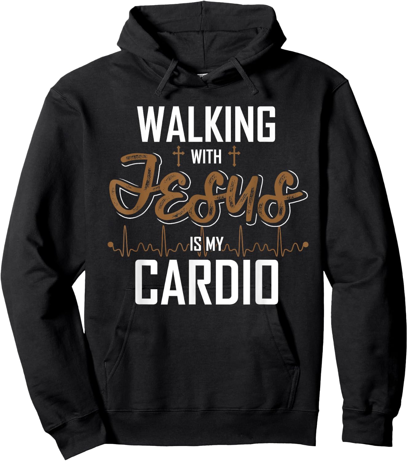 Walking With Jesus Is My Cardio Christian Gift Prayer Hoodie - Hoodie | Black