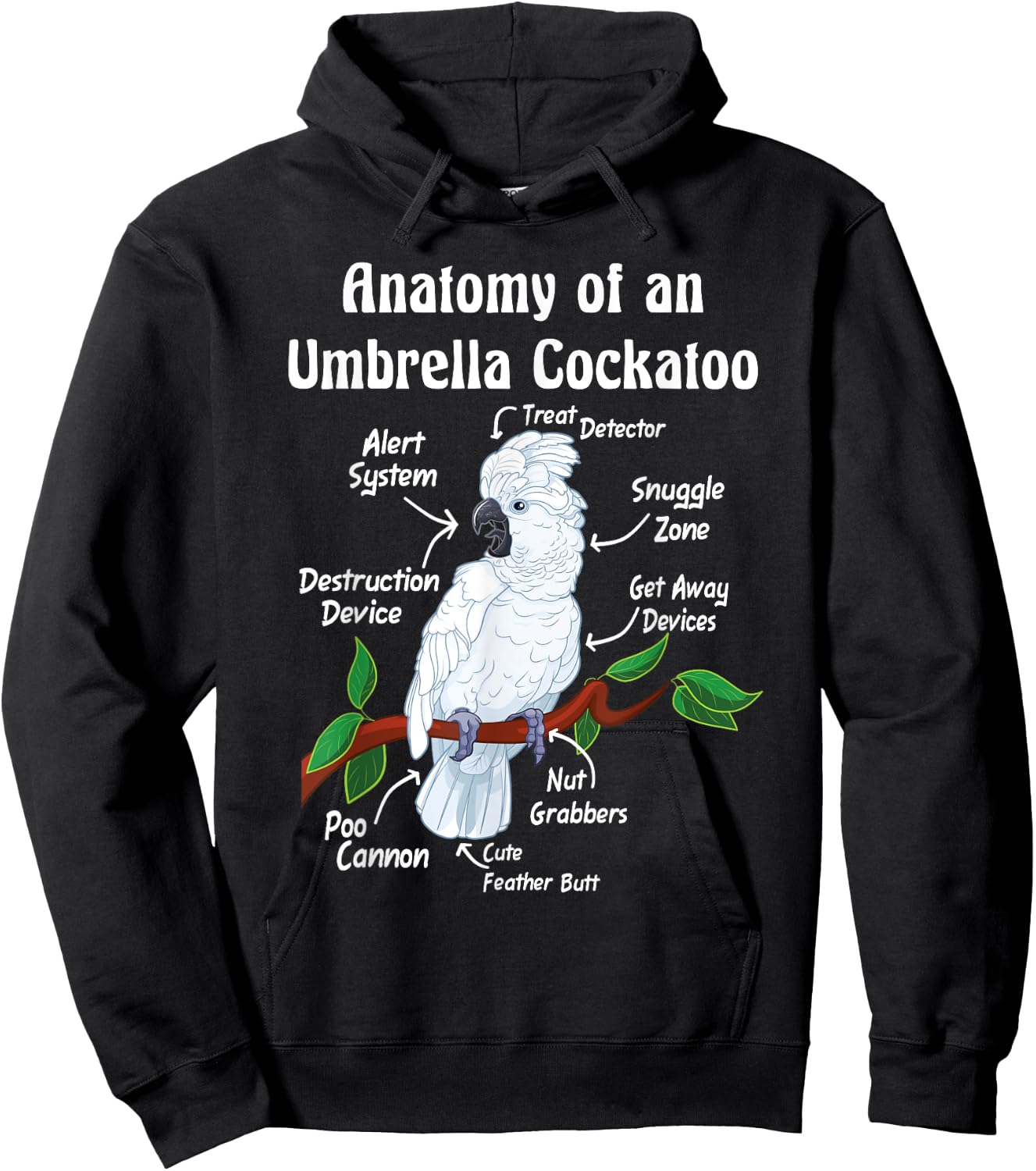 Parrot Anatomy Designs Anatomy of an Umbrella Cockatoo -Adults, Kids Hoodie - Hoodie | Black