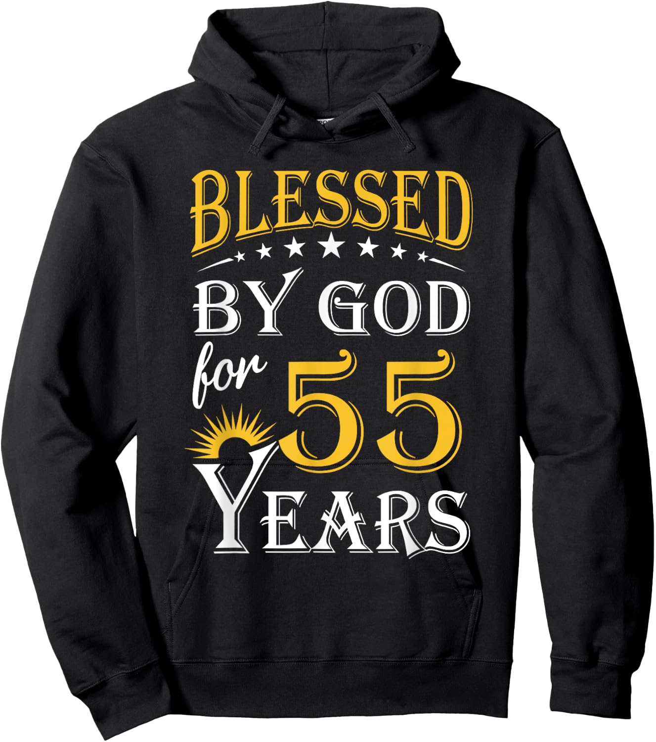 Vintage Blessed by God for 55 years Happy 55th Birthday Hoodie - Hoodie | Black