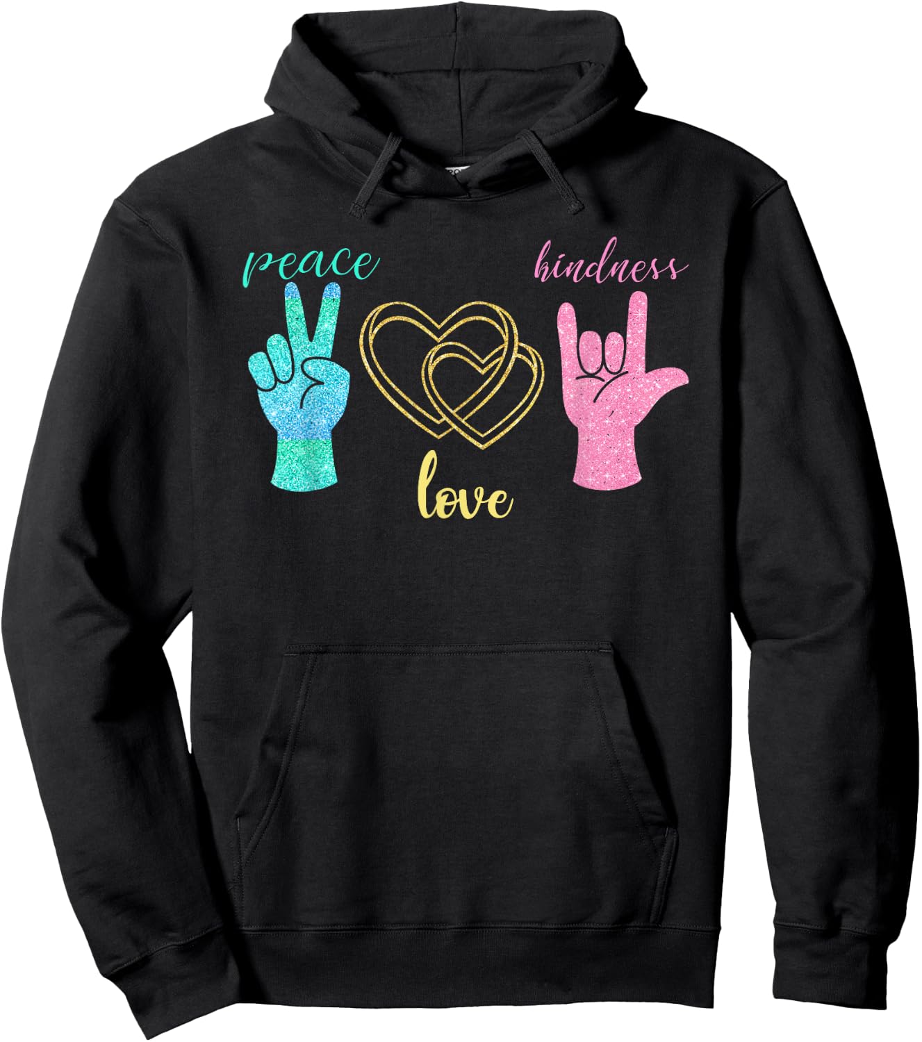Peace Love Hope Kindness Gift Peace Hoodie - Hoodie | Black
