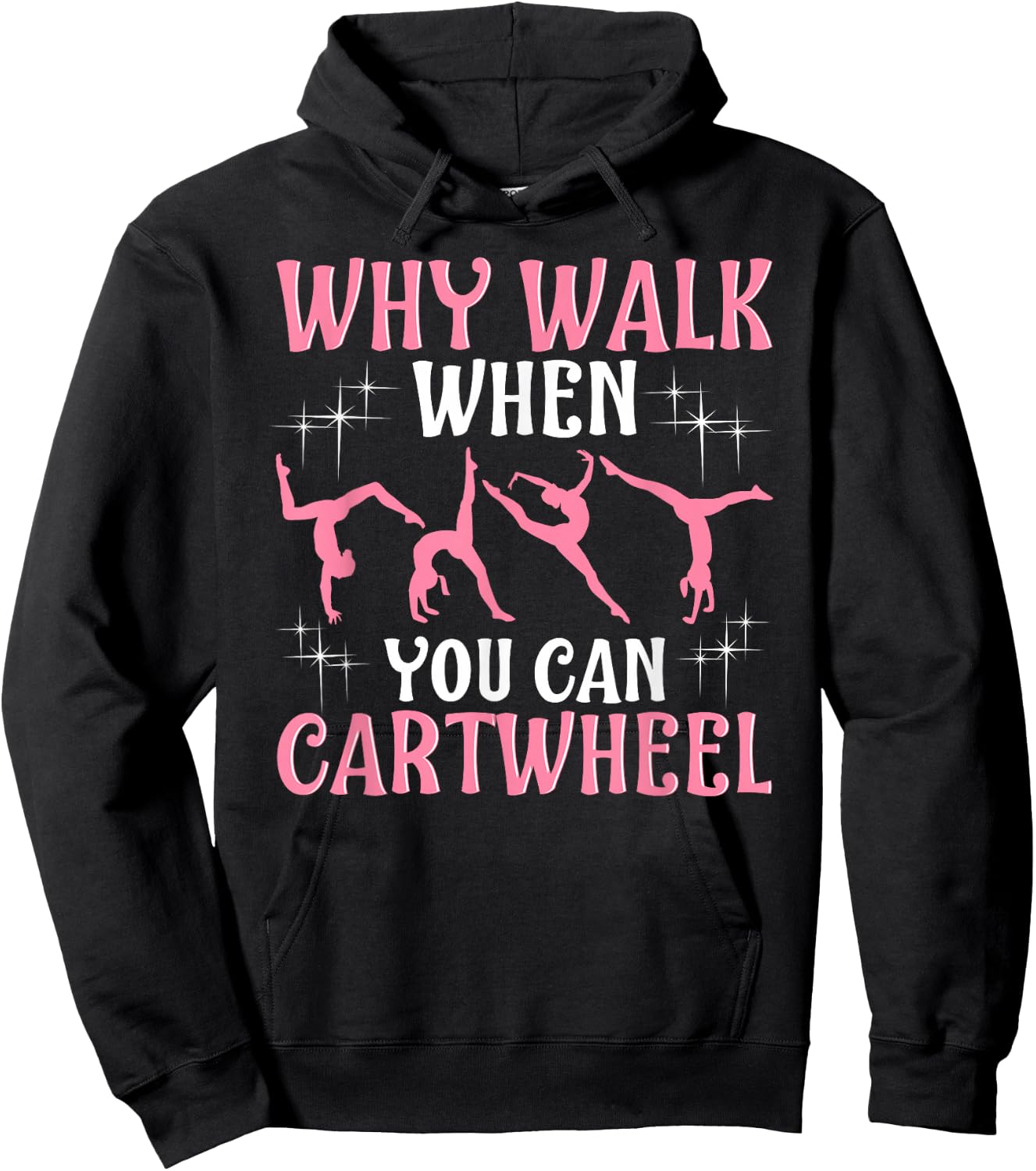 Girls' Cool Cartwheel Gymnastics - Black, Classic Fit, Short Sleeve, Cotton-Polyester Hoodie - Hoodie | Black