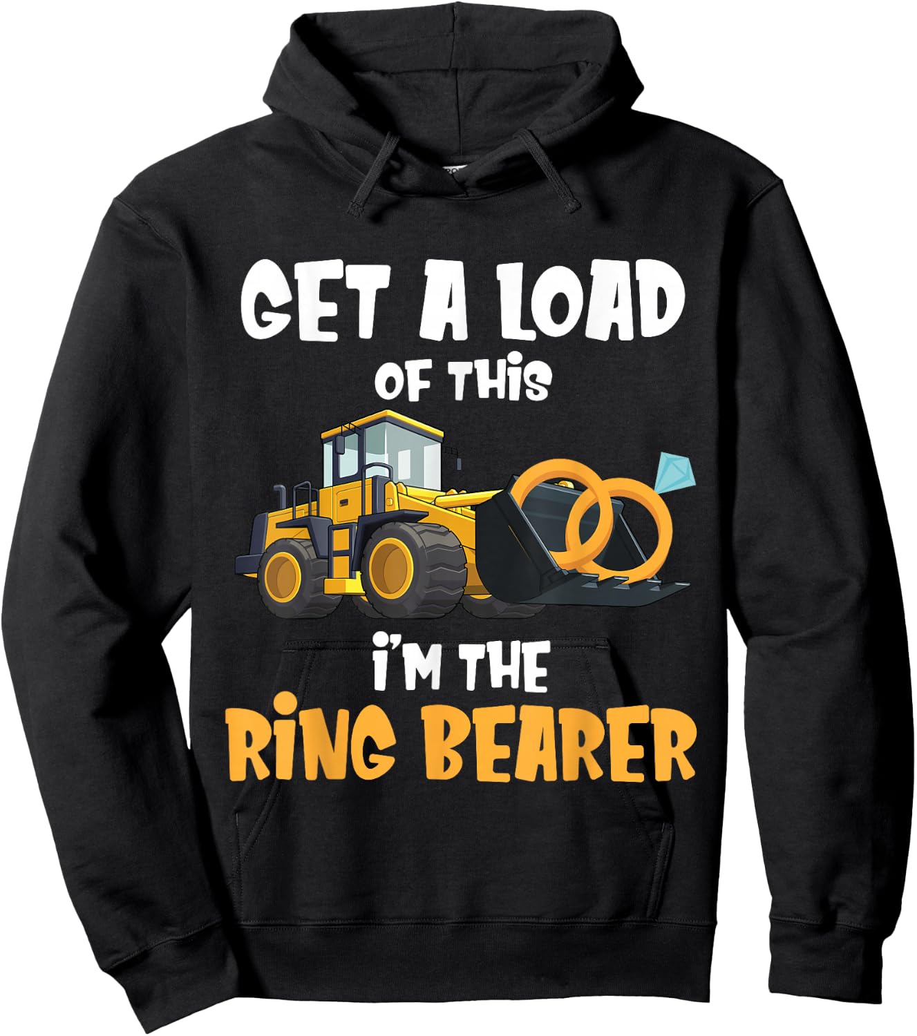 Funny Wedding Party Ring Bearer Excavator Boys Ring Bearer Hoodie - Hoodie | Black