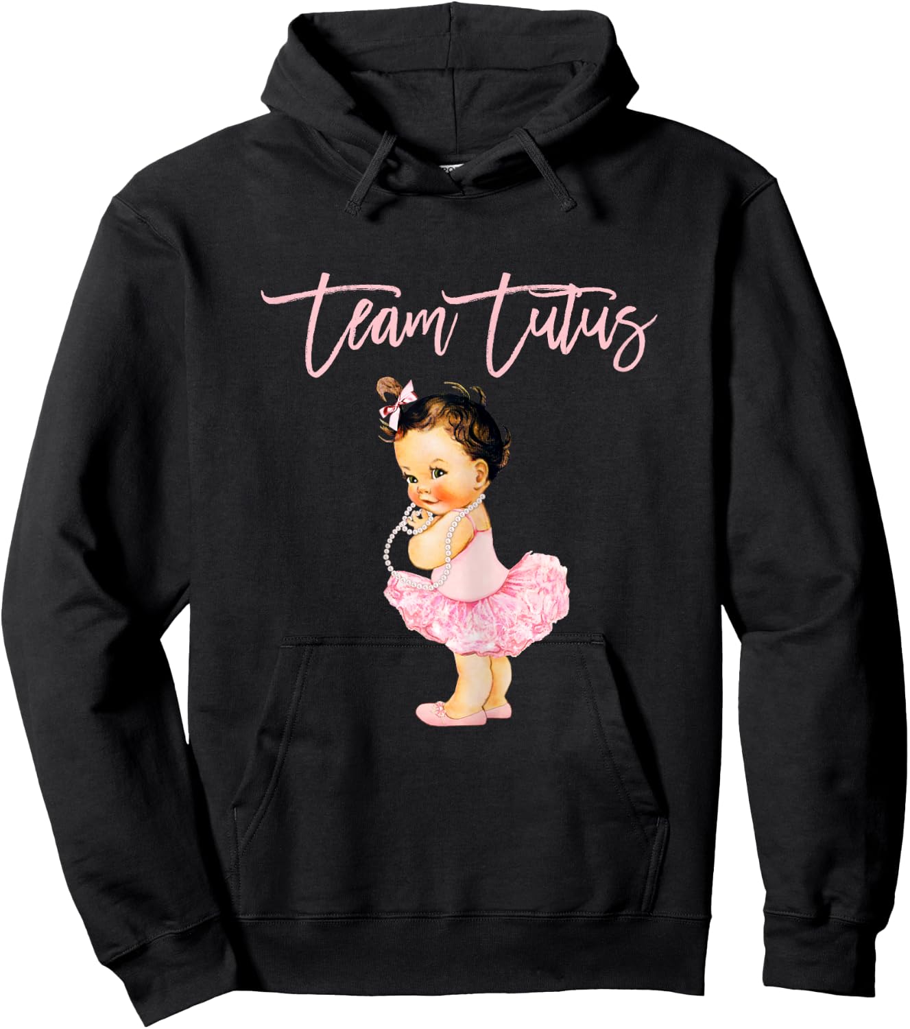 Team Tutu Girl Gender Reveal Baby Shower Touchdown Brunette Hoodie - Hoodie | Black