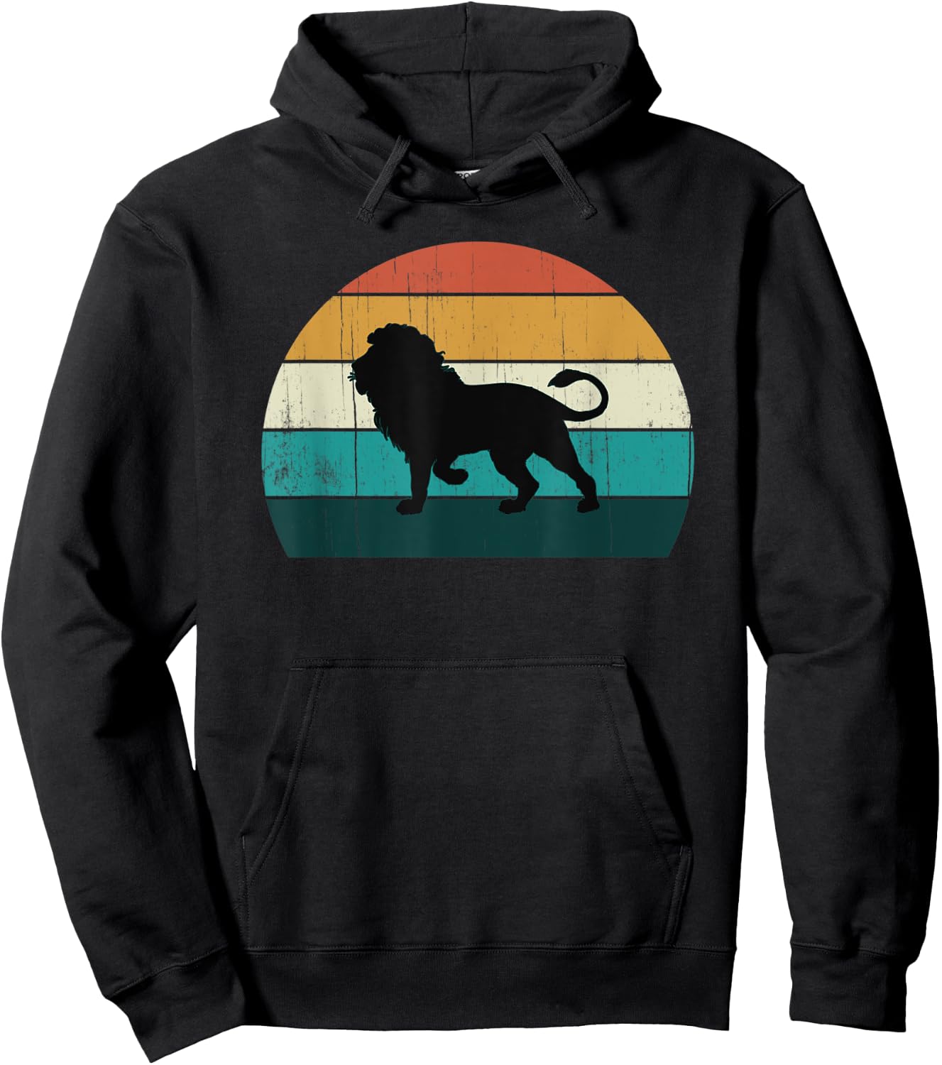 Retro Lion Mane Pride - Vintage Sunset African Land Mammals Hoodie - Hoodie | Black