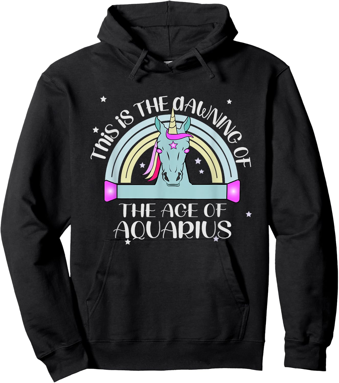 Dawning of Age of Aquarius is January 20th Unicorn in Space Hoodie - Hoodie | Black