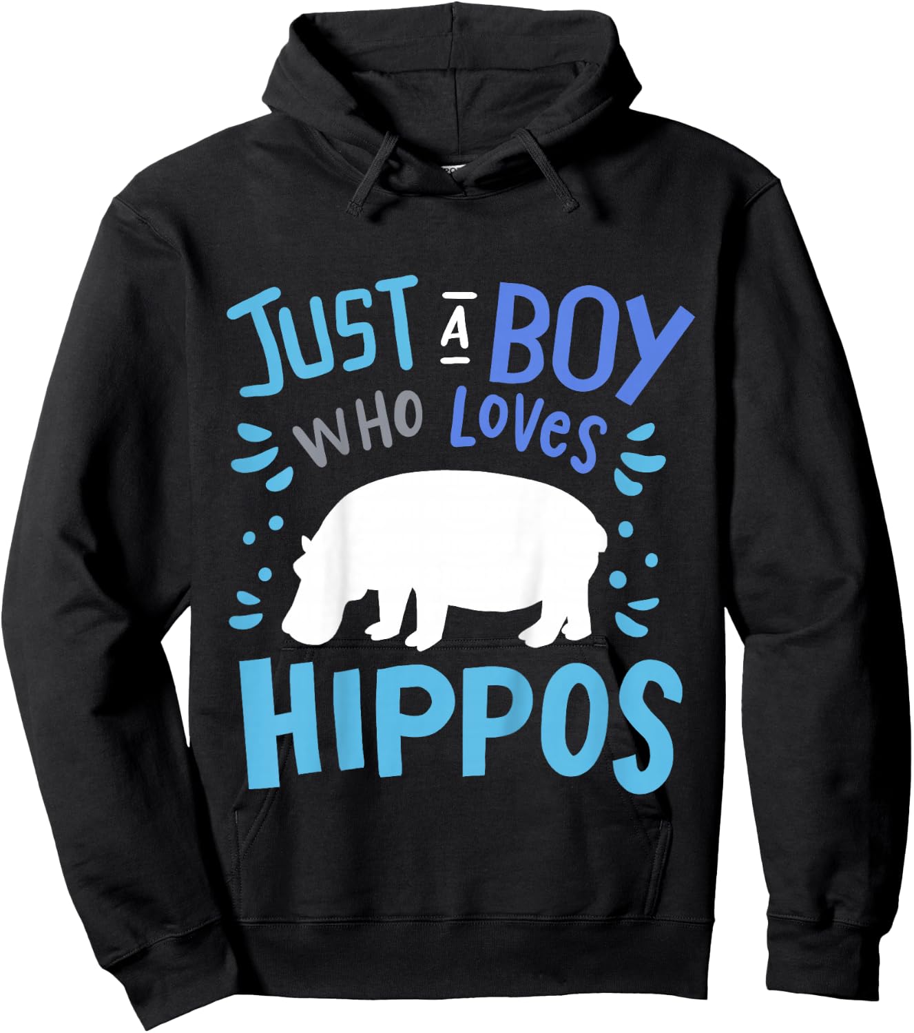 Kids Hippo Hippopotamus Just A Boy Who Loves Hippos Gift Hoodie - Hoodie | Black