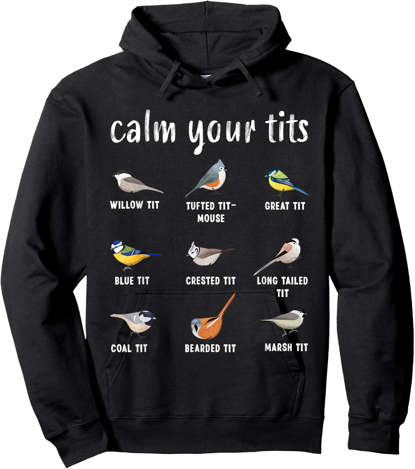 Funny Bird watching Tufted Titmouse Gift Hoodie - Hoodie | Black