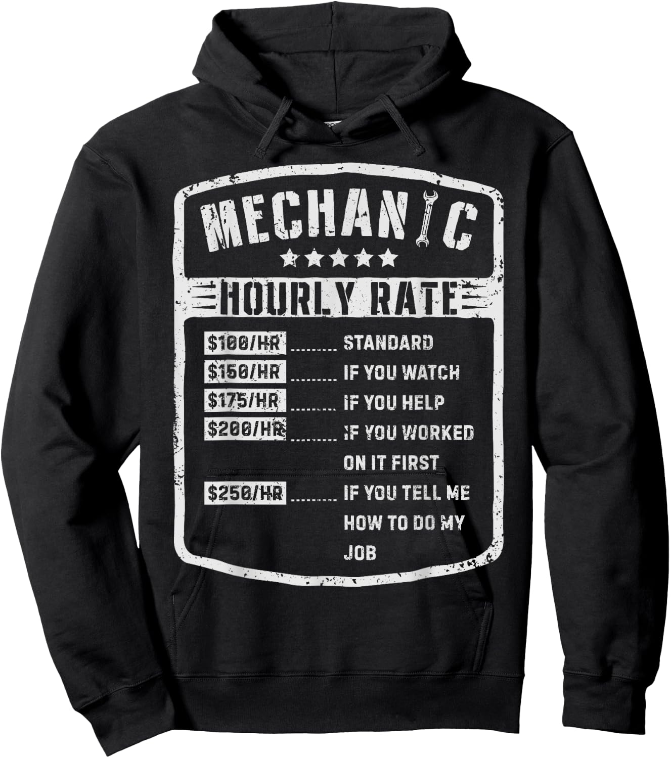 Mechanic Hourly Rate Funny Mechanics Labor Rates Gift Men Hoodie - Hoodie | Black