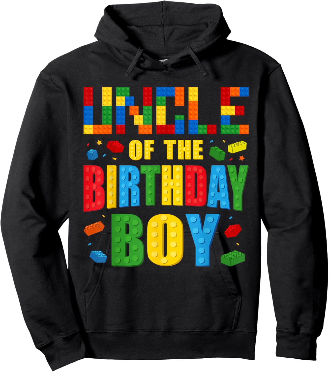 Uncle Of The Birthday Boy Building Blocks Bricks Builder Hoodie - Hoodie | Black