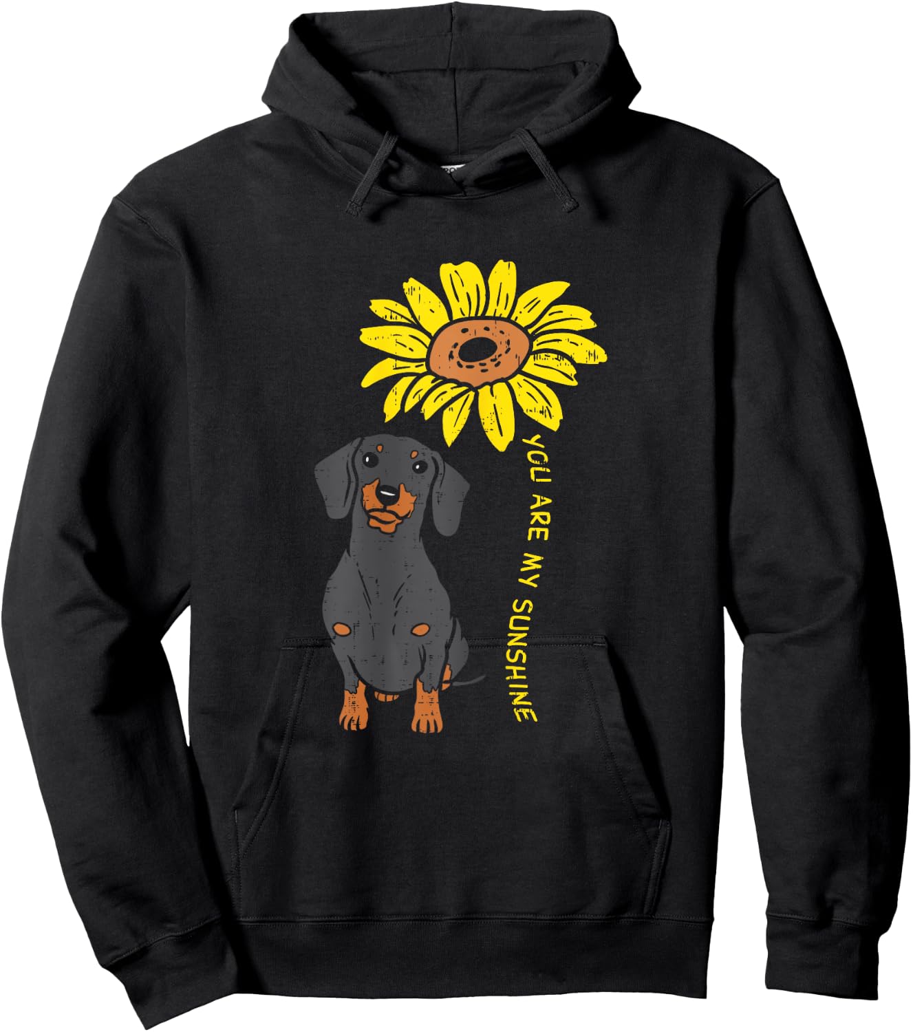 Sunflower Sunshine Dachshund Cute Weiner Dog Animal Pet Gift Hoodie - Hoodie | Black