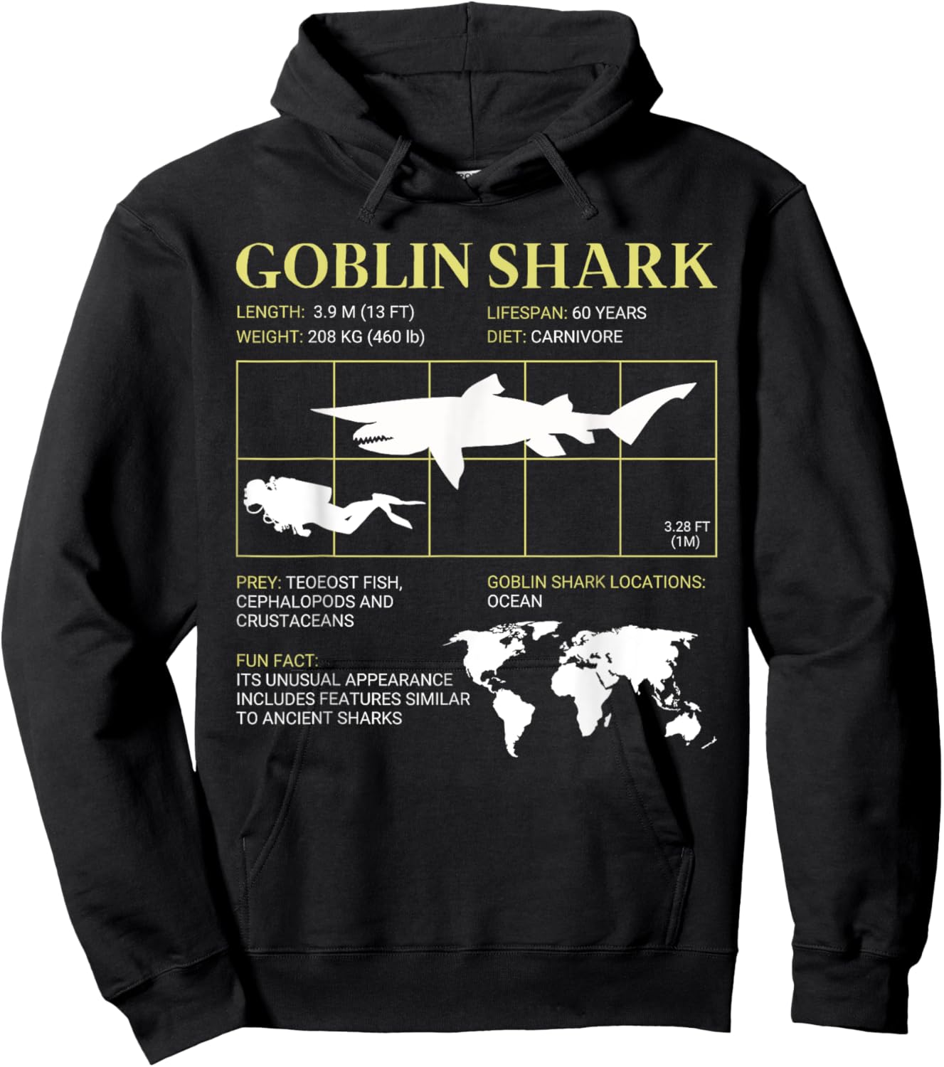 Goblin Shark Living Fossil Deep-Sea Shark Hoodie - Hoodie | Black