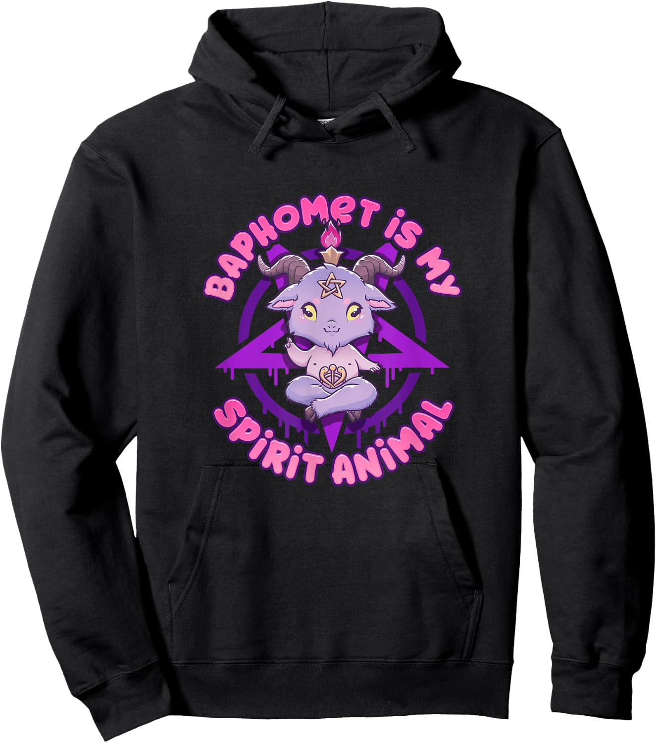 Baphomet Is My Spirit Animal I Cute Satanic Goat Hoodie - Hoodie | Black