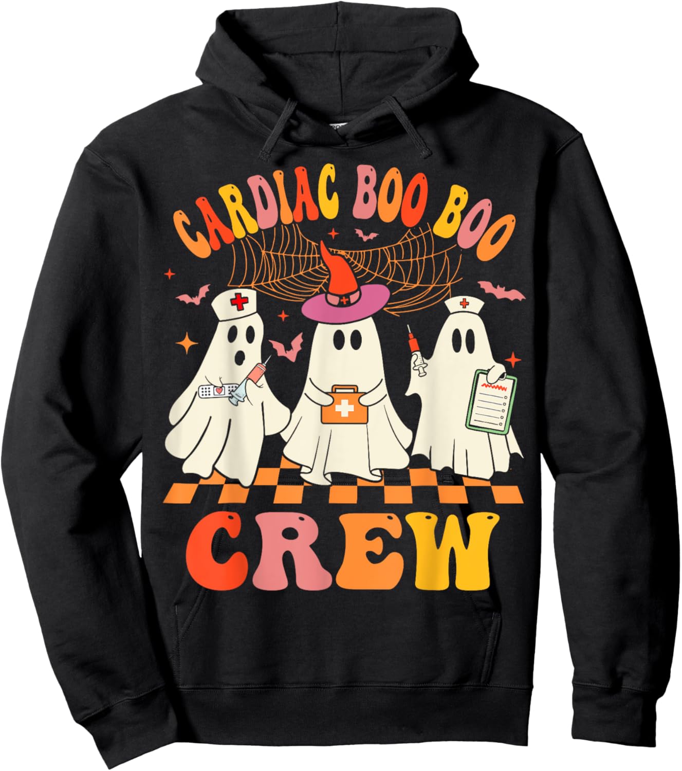 Halloween Cardiology Nurse Costume Cardiac Boo Crew Nurse Hoodie - Hoodie | Black