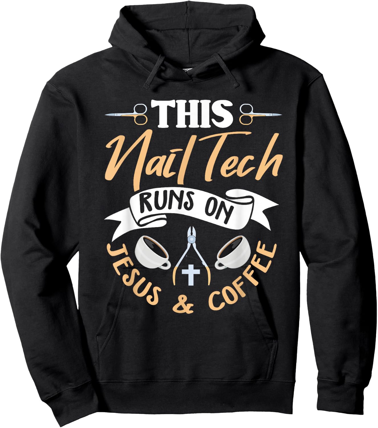 Christian Nail Tech Shirt Jesus Saying Nail Technician Gift Hoodie - Hoodie | Black