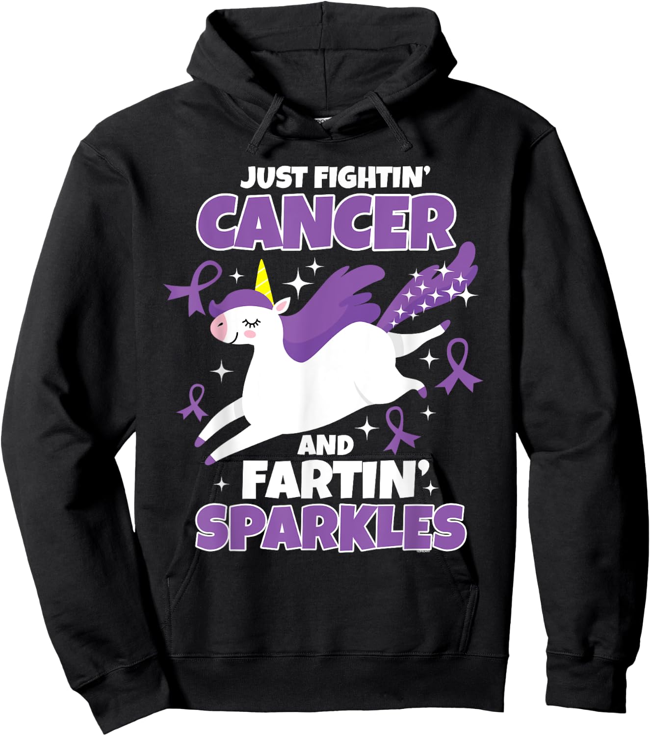 Cancer Funny Unicorn Farting Sparkles Hoodie - Hoodie | Black