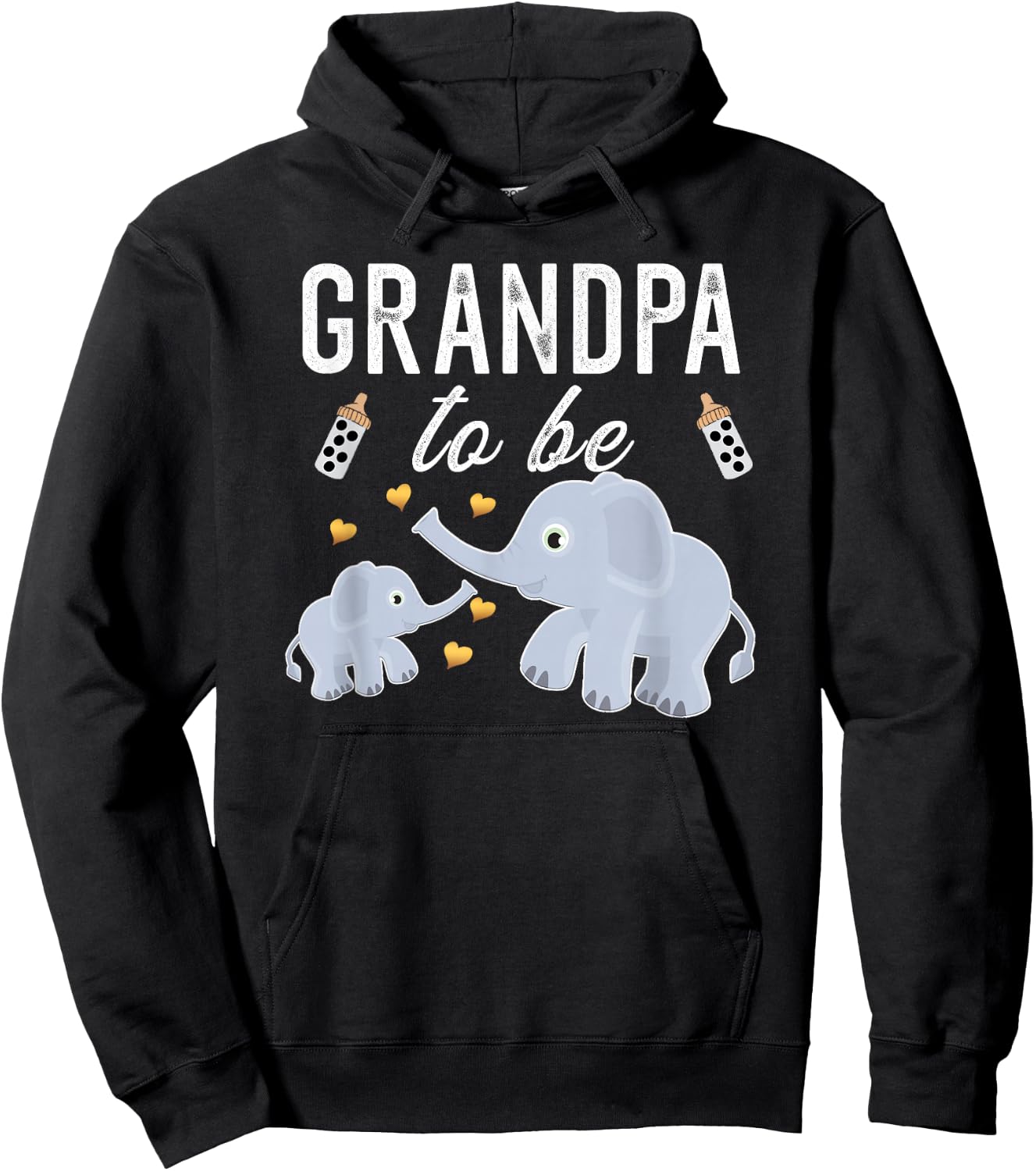Grandpa To Be Elephant Baby Shower Grandpa Hoodie - Hoodie | Black