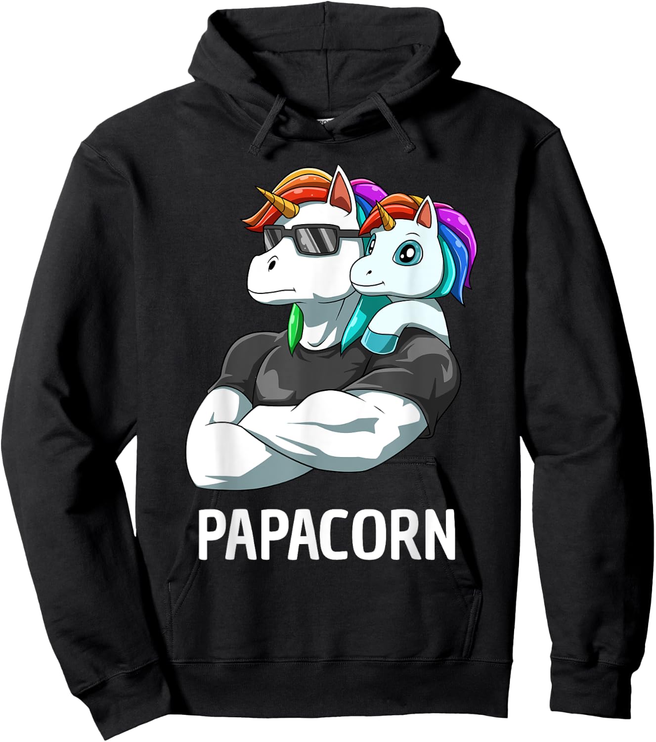 Papacorn - Father Daughter Unicorns Hoodie - Hoodie | Black