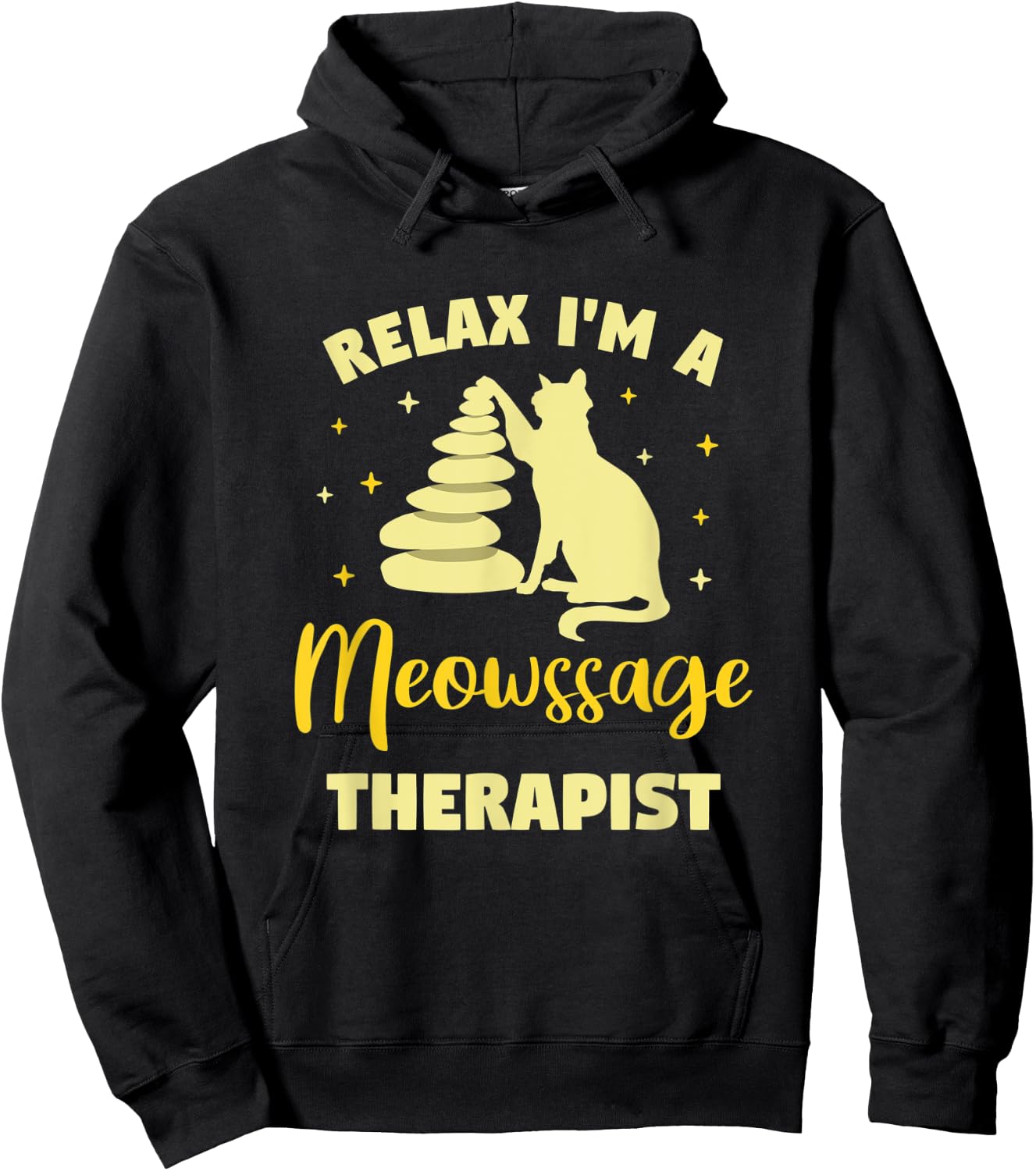 Cat Gives Massage Meowssage Therapist Funny Cat Massage Cat Hoodie - Hoodie | Black