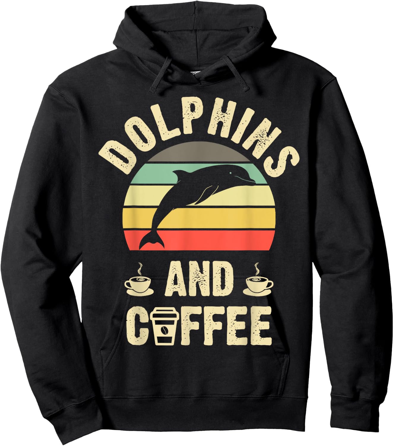 I like Dolphins & Coffee Funny vintage Pet theme lover gift Hoodie - Hoodie | Black