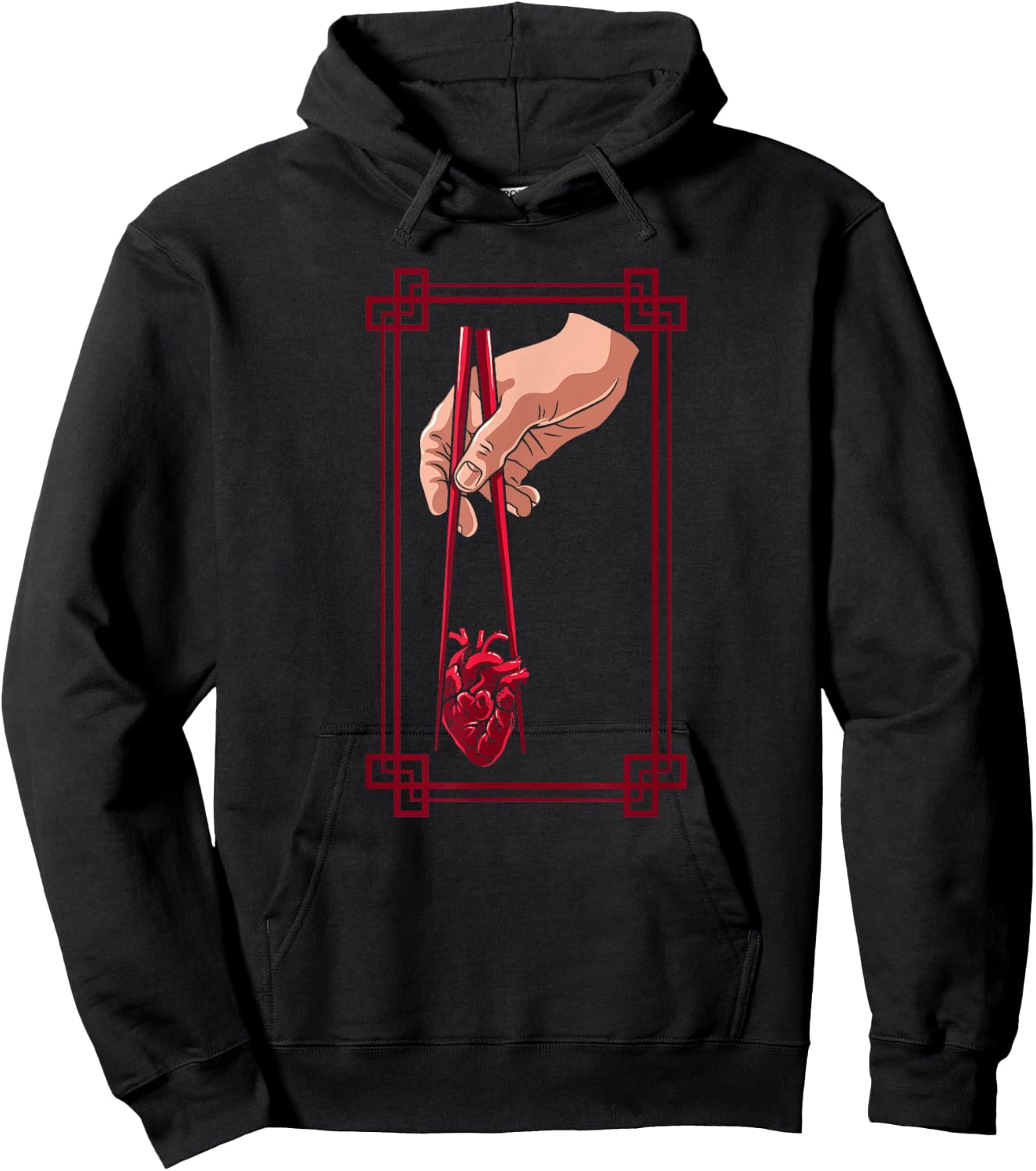 Weird Goth Chopstick Heart Japanese Aesthetic Anime Lover Hoodie - Hoodie | Black