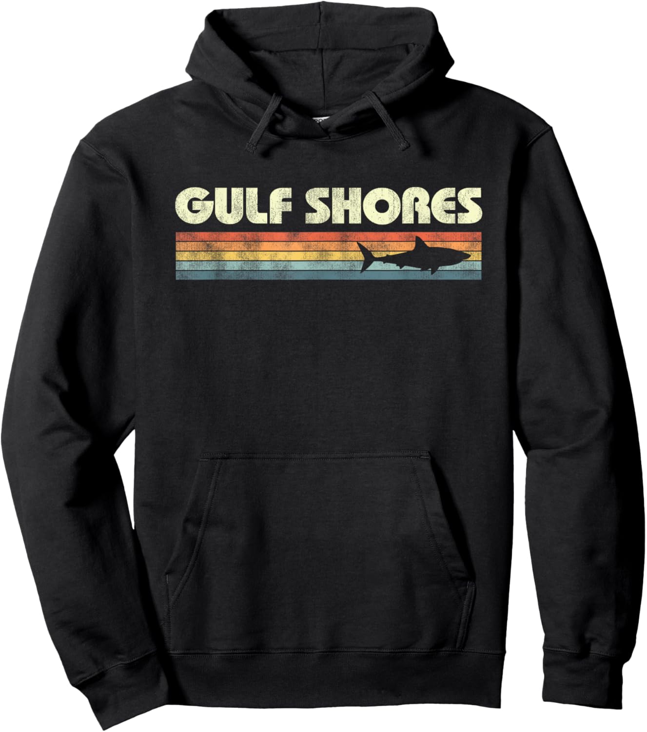 Gulf Shores Alabama Shark Vintage Boys Girls Souvenir Hoodie - Hoodie | Black