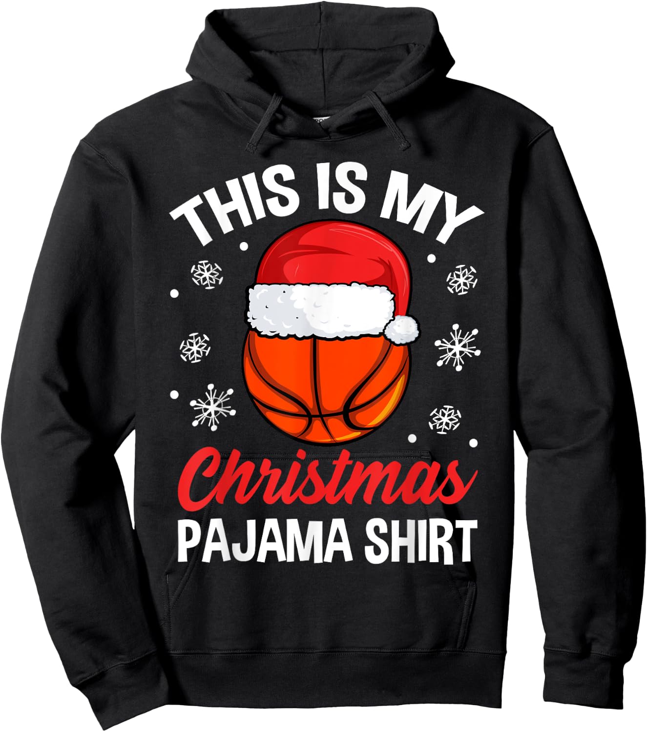Funny Christmas Basketball Ball Pajama Pj Outfit Men Women Hoodie - Hoodie | Black