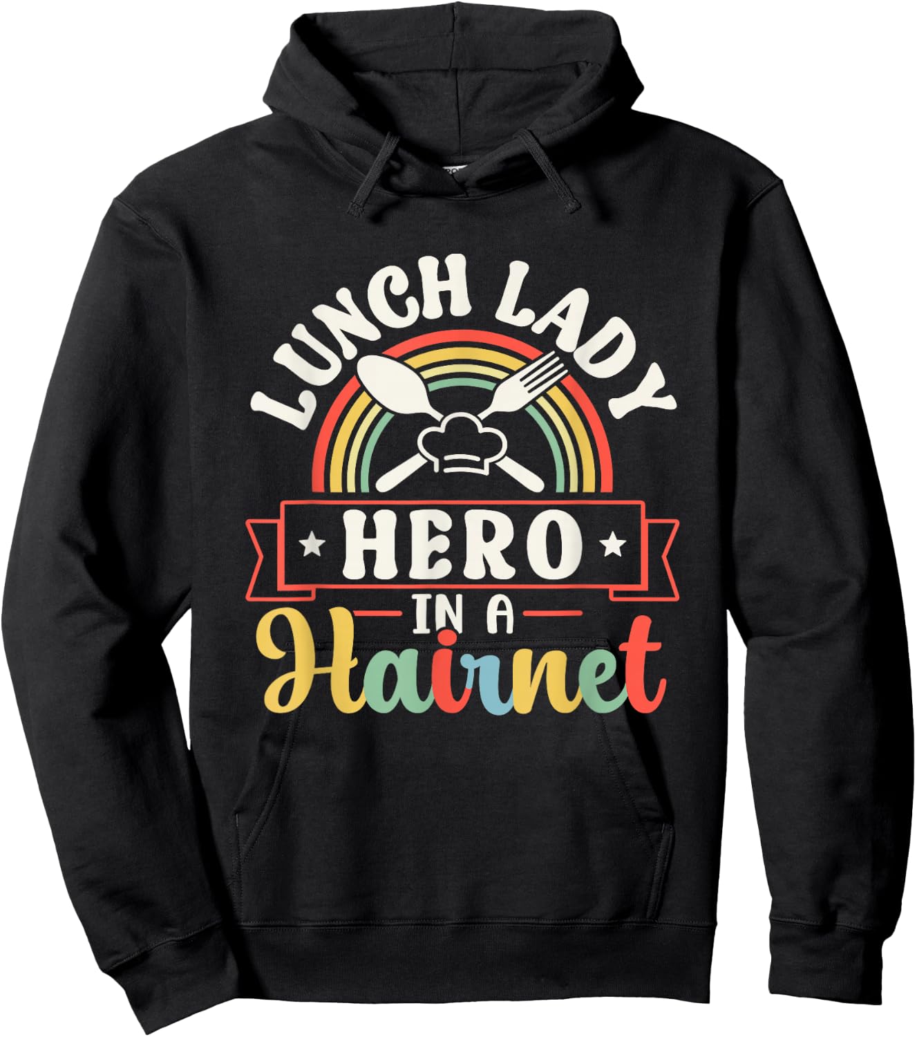 Lunch Lady Hero In A Hairnet Ladies School Cafeteria Worker Hoodie - Hoodie | Black