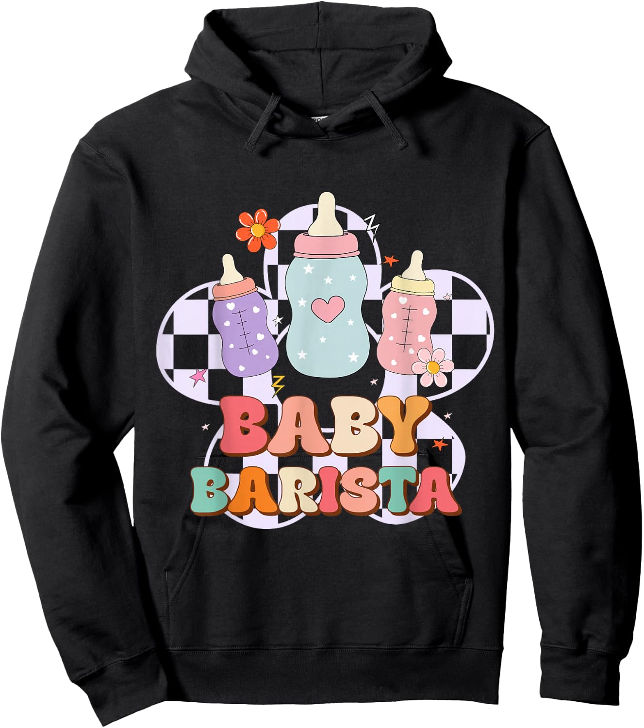 Mother Baby Nurse Funny NICU Nurse Milk Bottle Baby Barista Hoodie - Hoodie | Black