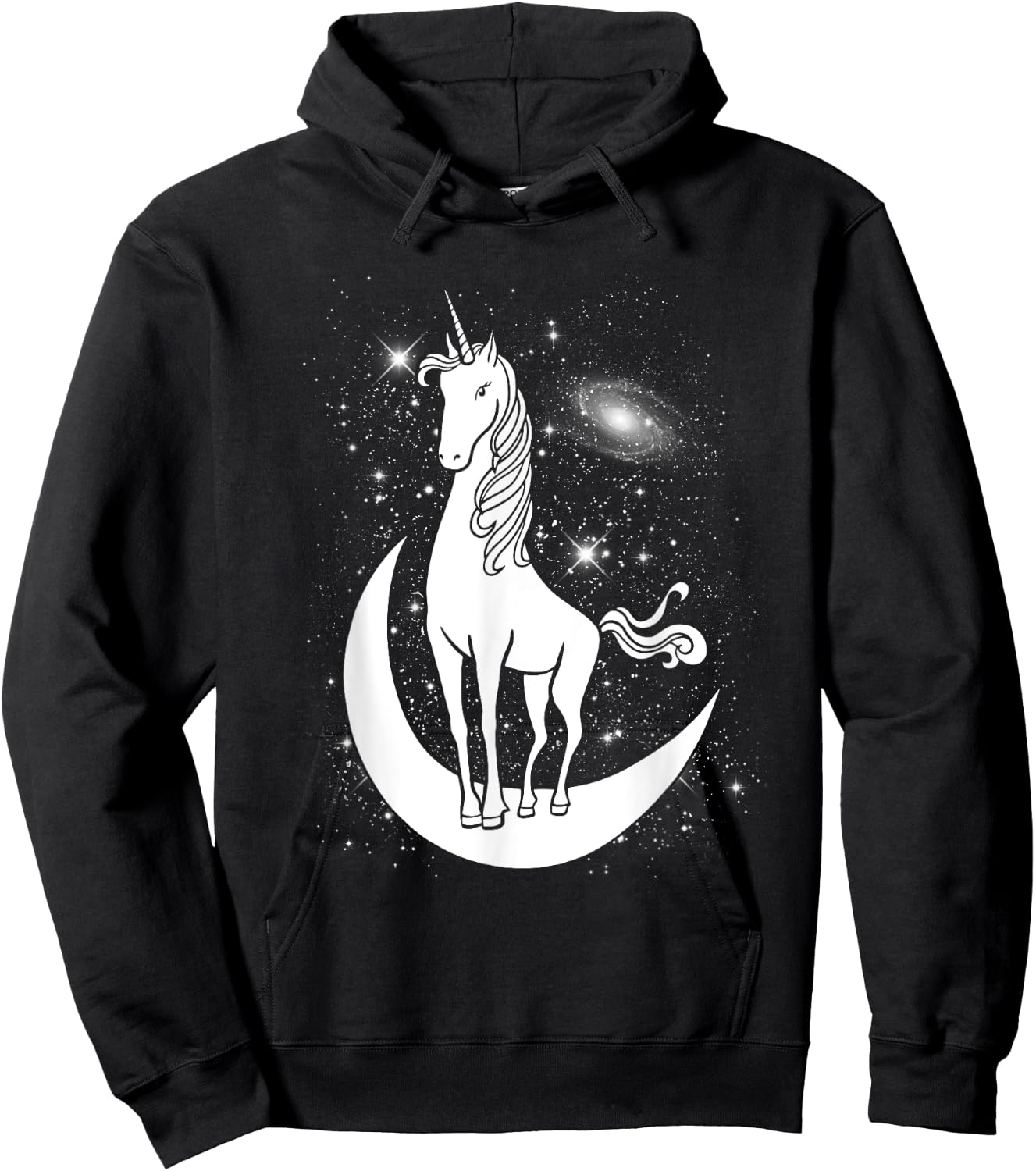 Unicorn Standing on Crescent Moon Magic Unicorn Gift Hoodie - Hoodie | Black