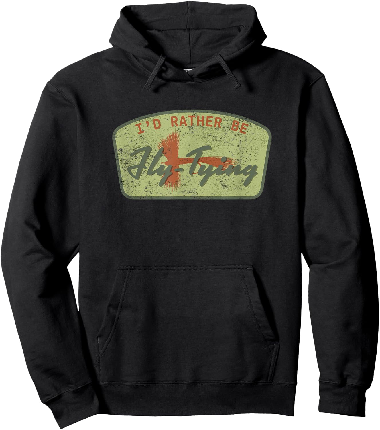 Badge Design for Fly Tying Fisherman Hoodie - Hoodie | Black
