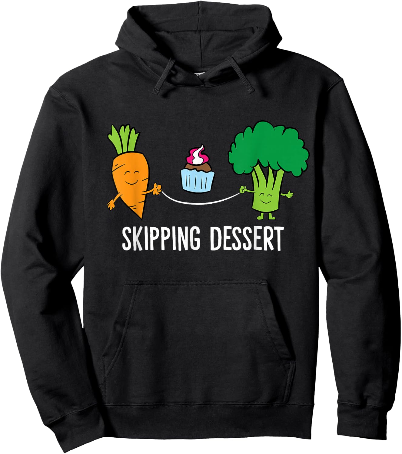 Broccoli Carrot Vegetable Skipping Dessert Cupcake Hoodie - Hoodie | Black