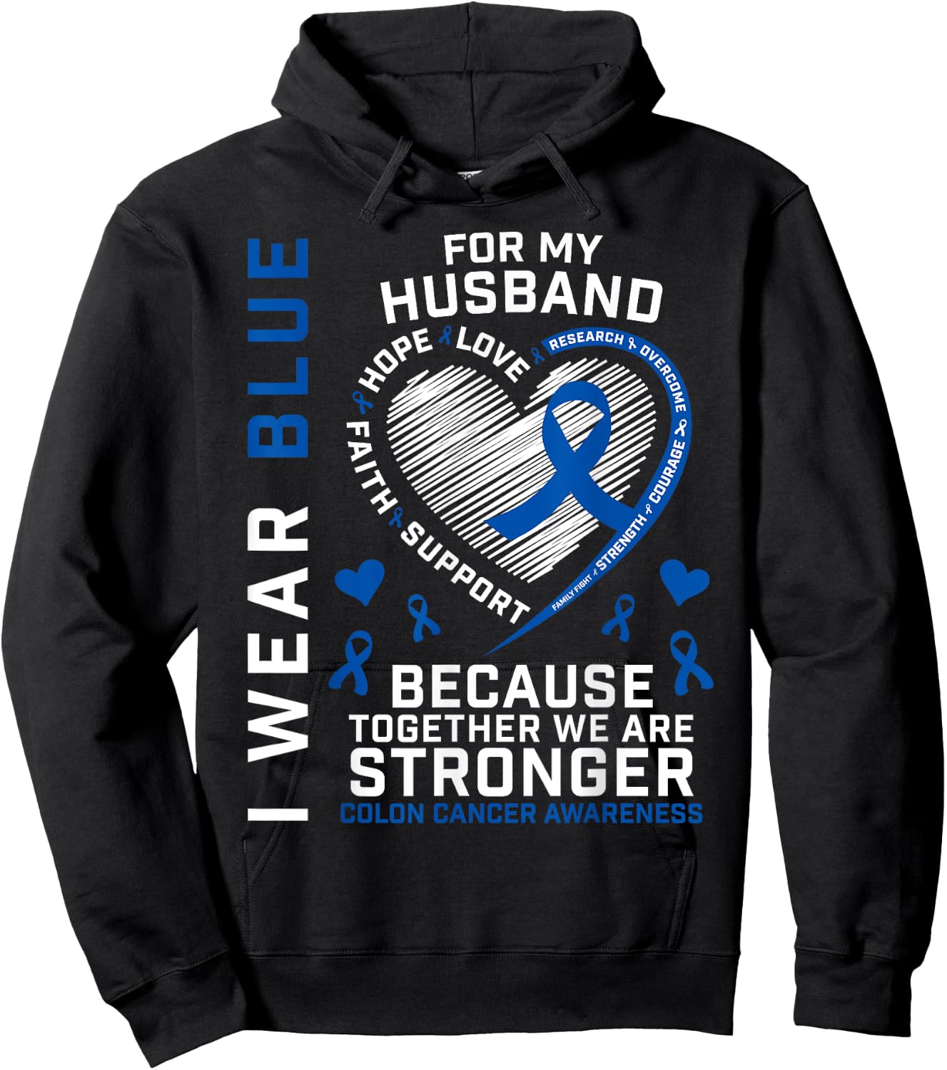 Husband Colon Cancer Awareness Products Gifts Wife Women Men Hoodie - Hoodie | Black
