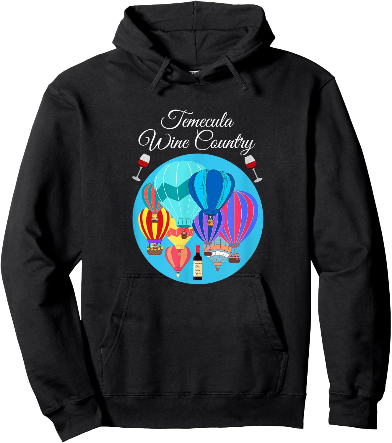 Temecula Wine country hot air balloons cute design Men Women Hoodie - Hoodie | Black