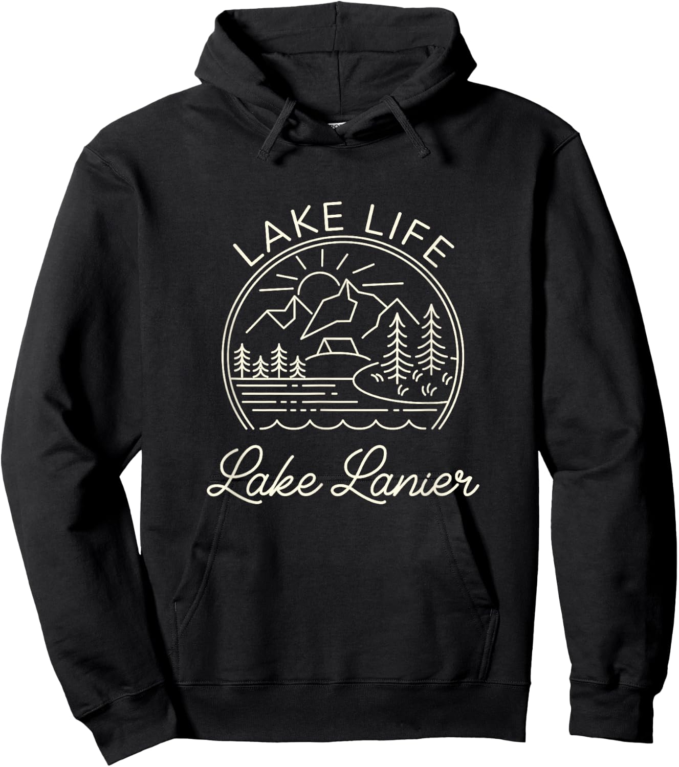 Lake Lanier Lakes Lake Life Vintage Sunset Kayaking Vintage Hoodie - Hoodie | Black