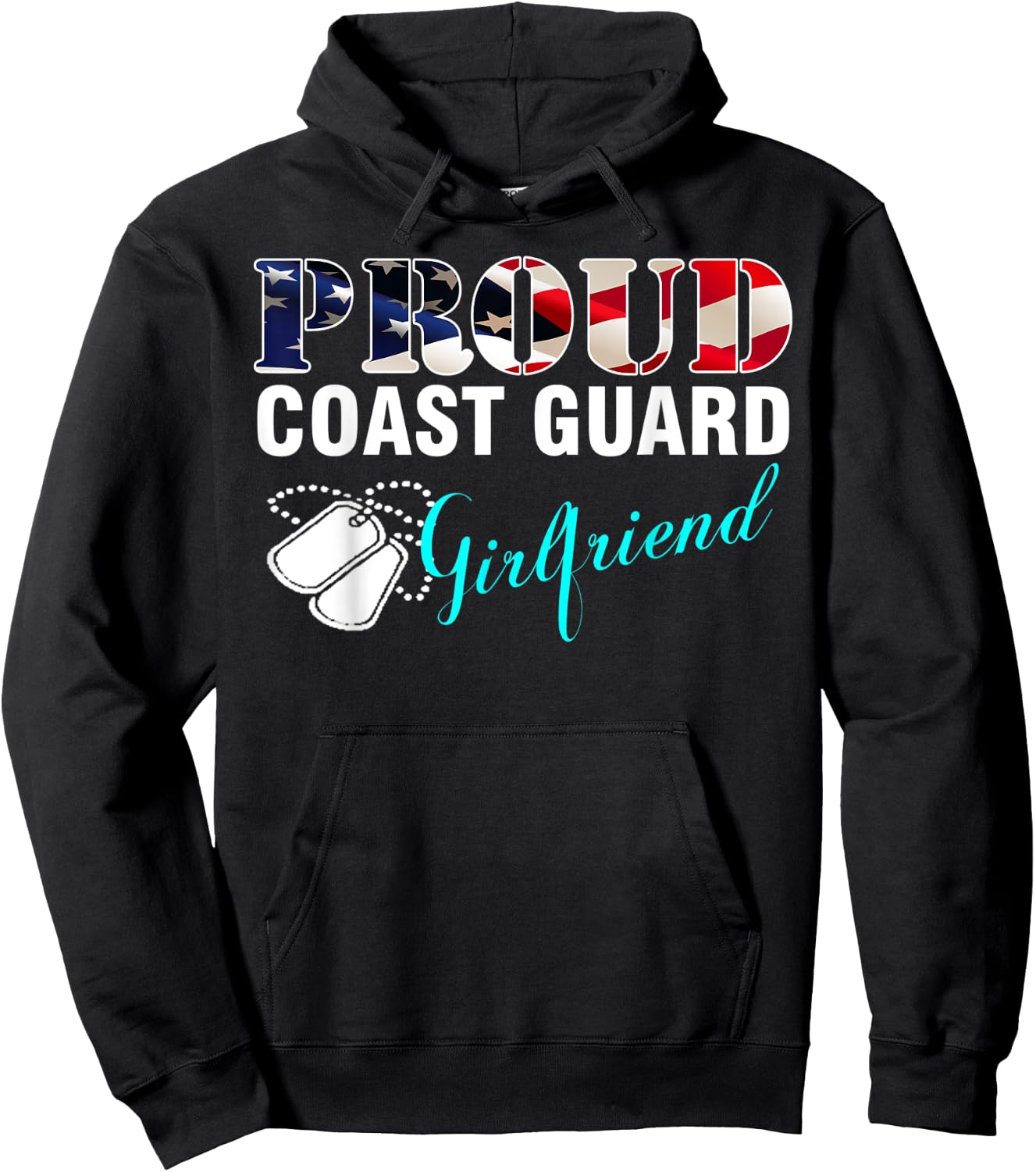 Vintage Proud Coast Guard Girlfriend With American Flag Gift Hoodie - Hoodie | Black