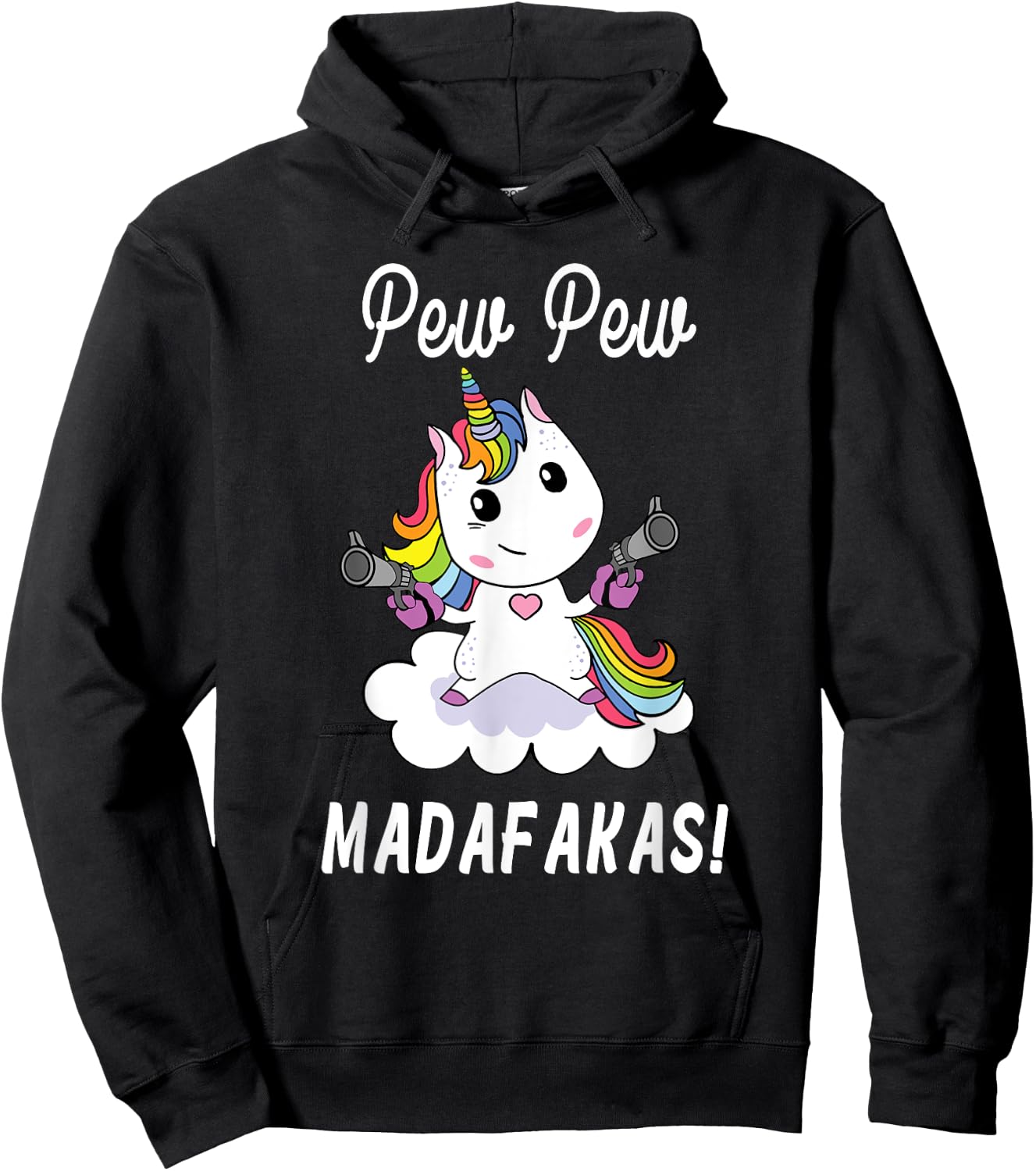 Pew Pew Madafakas Unicorn with Pistols Fantasy Hoodie - Hoodie | Black