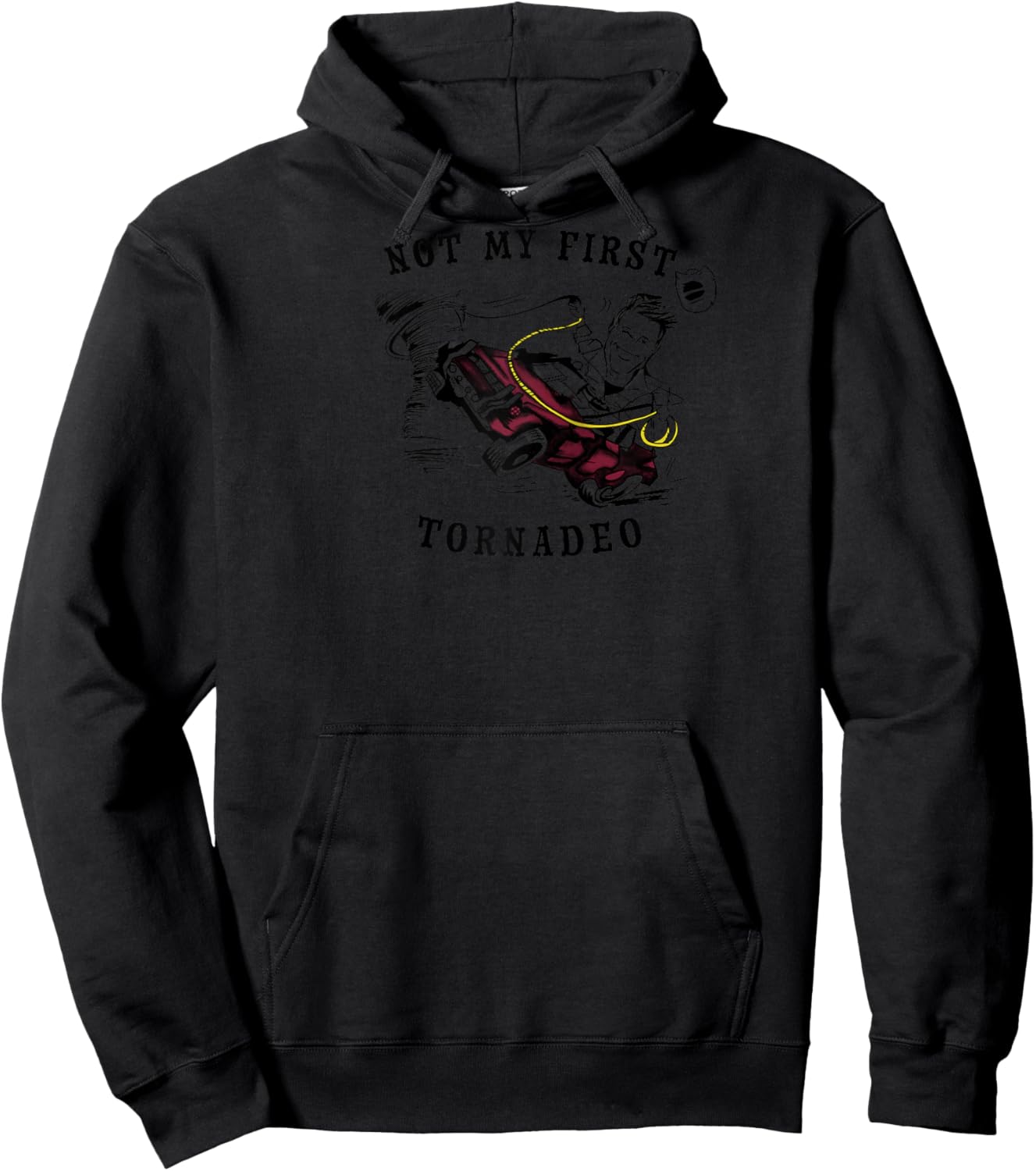 Twisters Not My First Tornadeo Front & Back Raglan Baseball Hoodie - Hoodie | Black