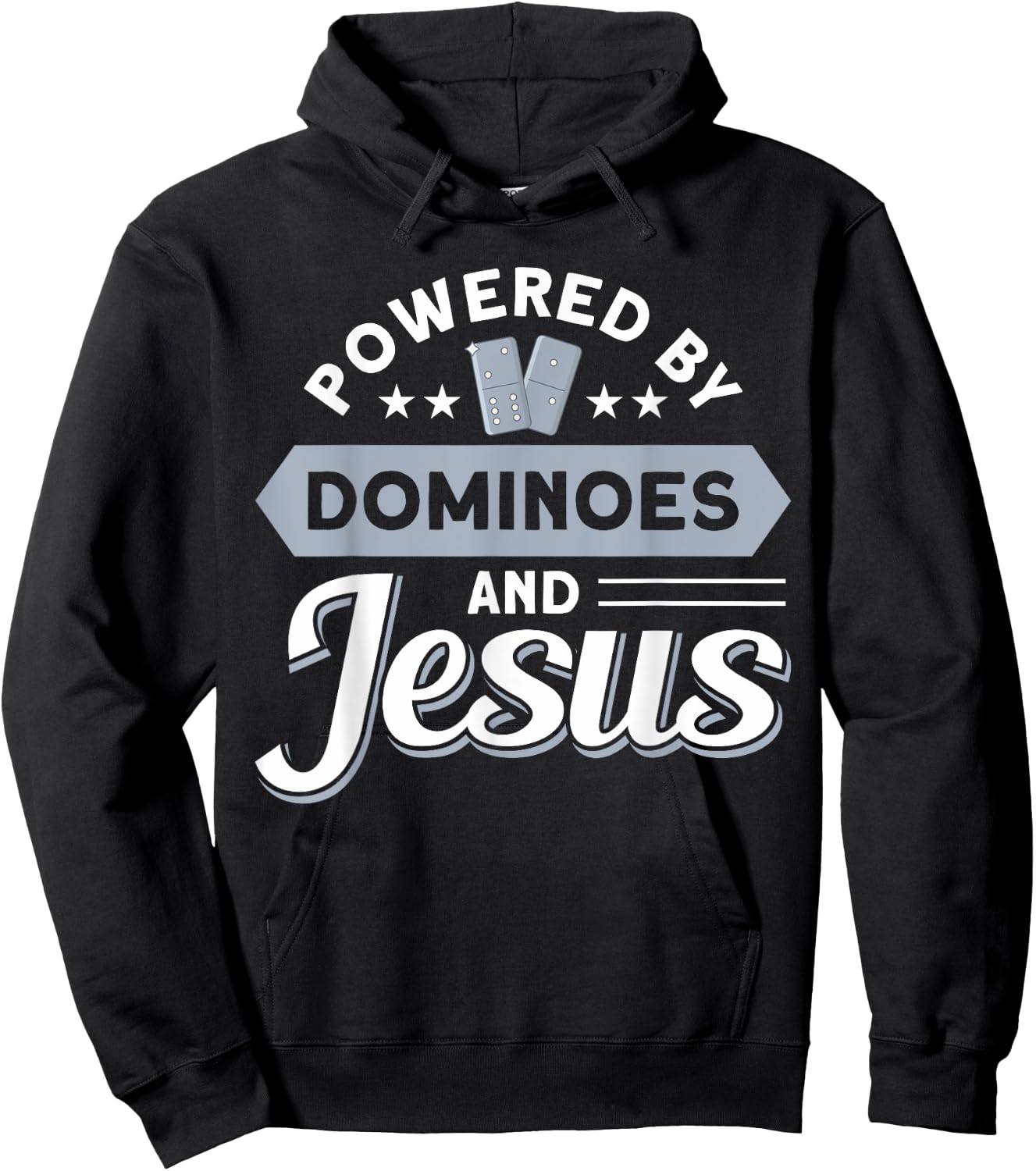 Gift For Mexican Train & Play Domino Powered By Dominoes And Jesus Classic Dominoes Hoodie - Hoodie | Black