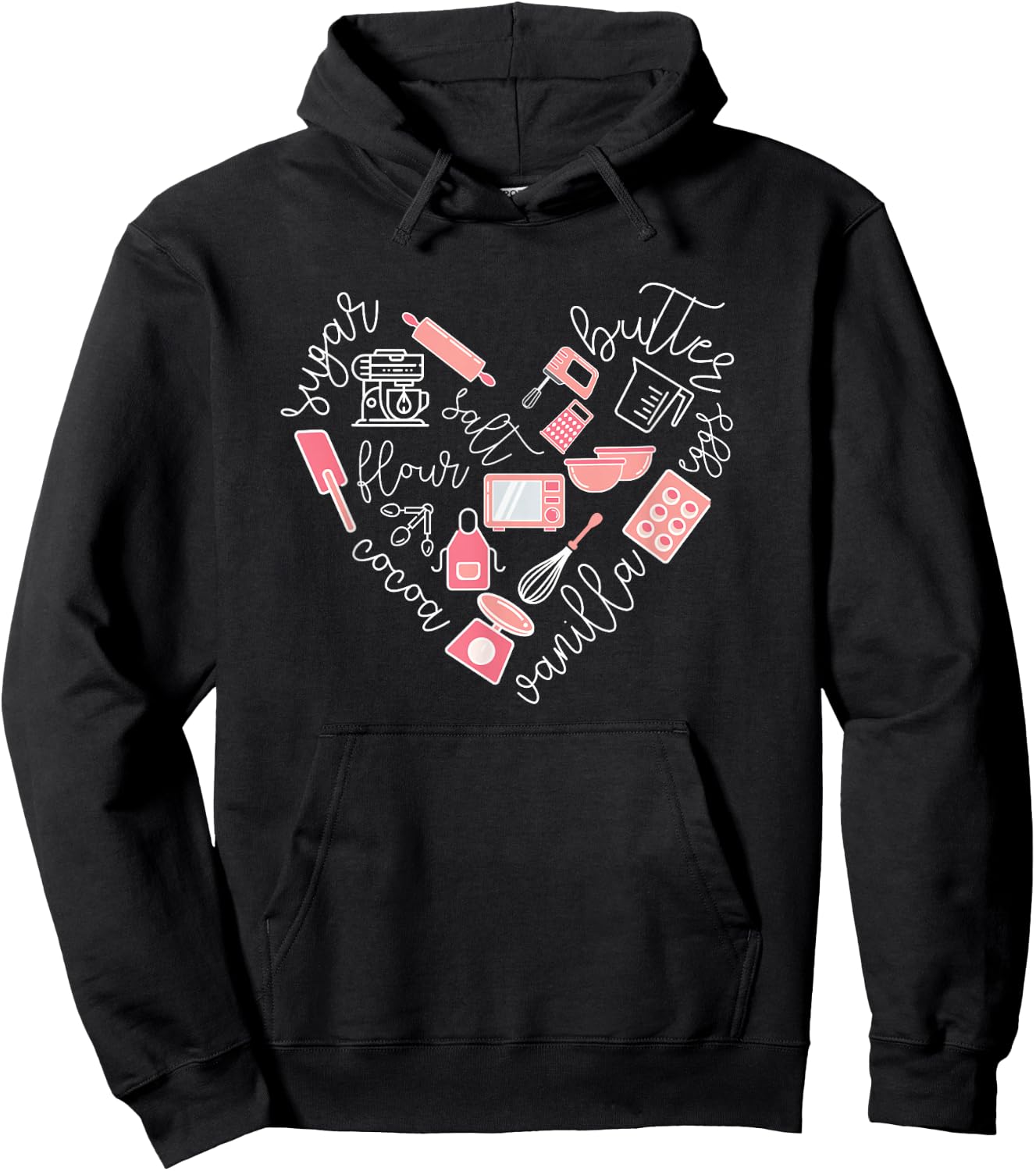 Love Baking Tools for Bakers Gift Women Cute Pink Hoodie - Hoodie | Black